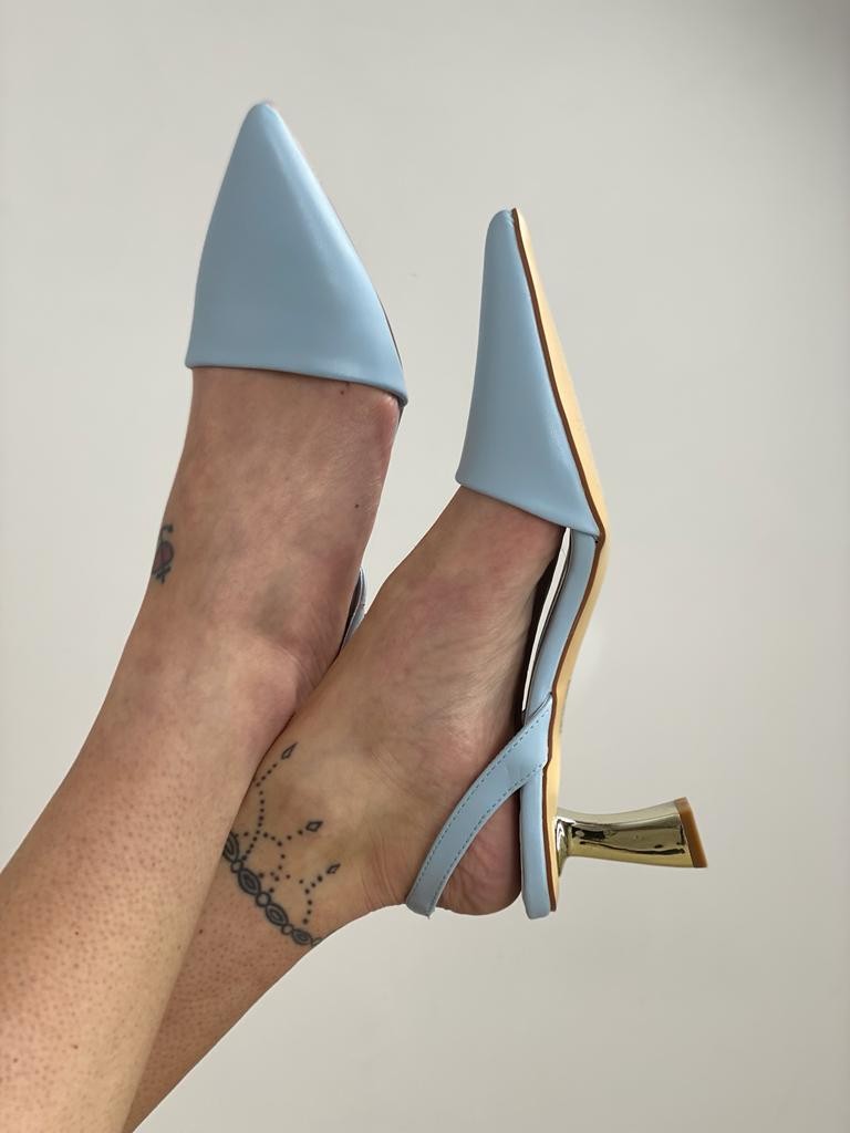 DèCOLLETè TACCO GOLD AZZURRO