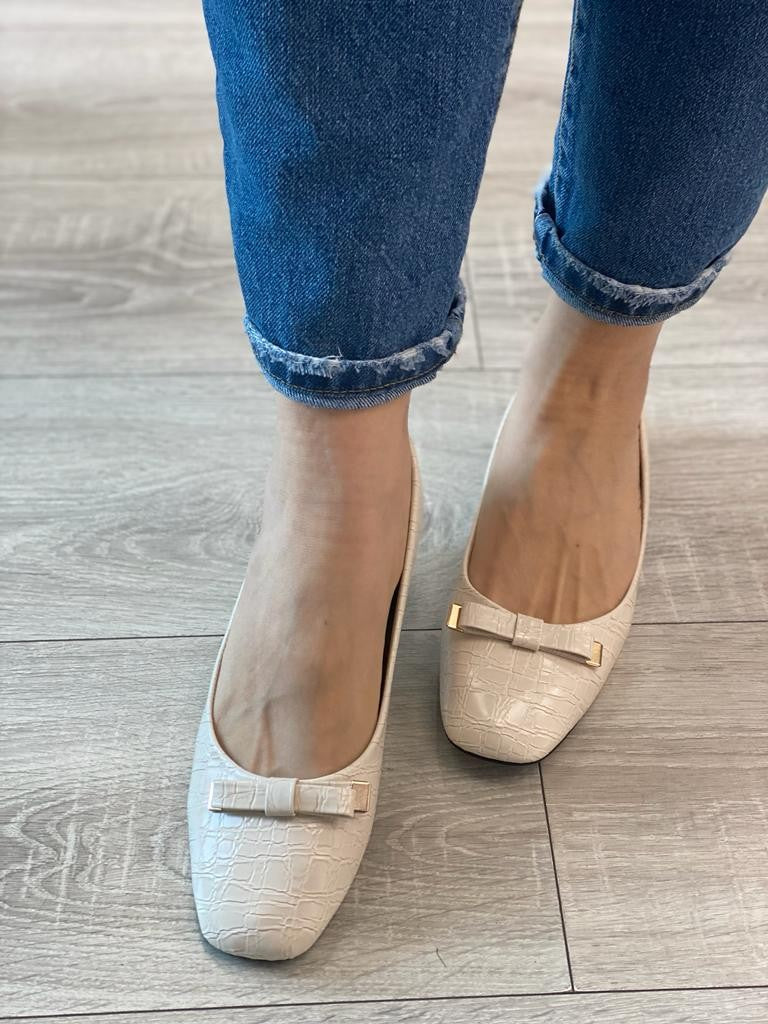 BALLERINA EFFETTO COCCODRILLO BEIGE
