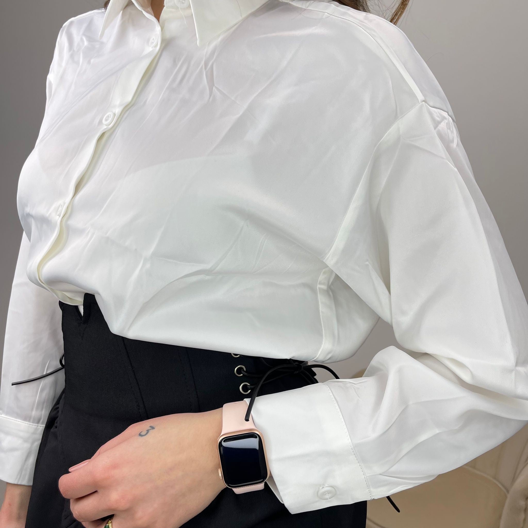 CAMICIA OVER SATEN BIANCA