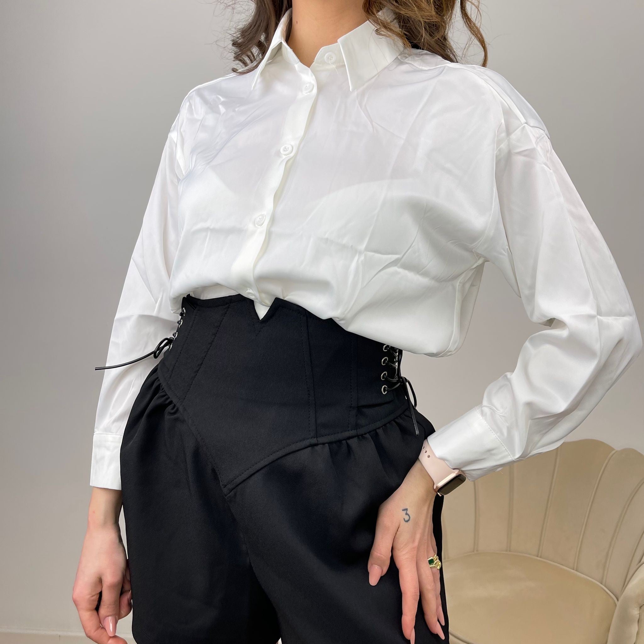 CAMICIA OVER SATEN BIANCA