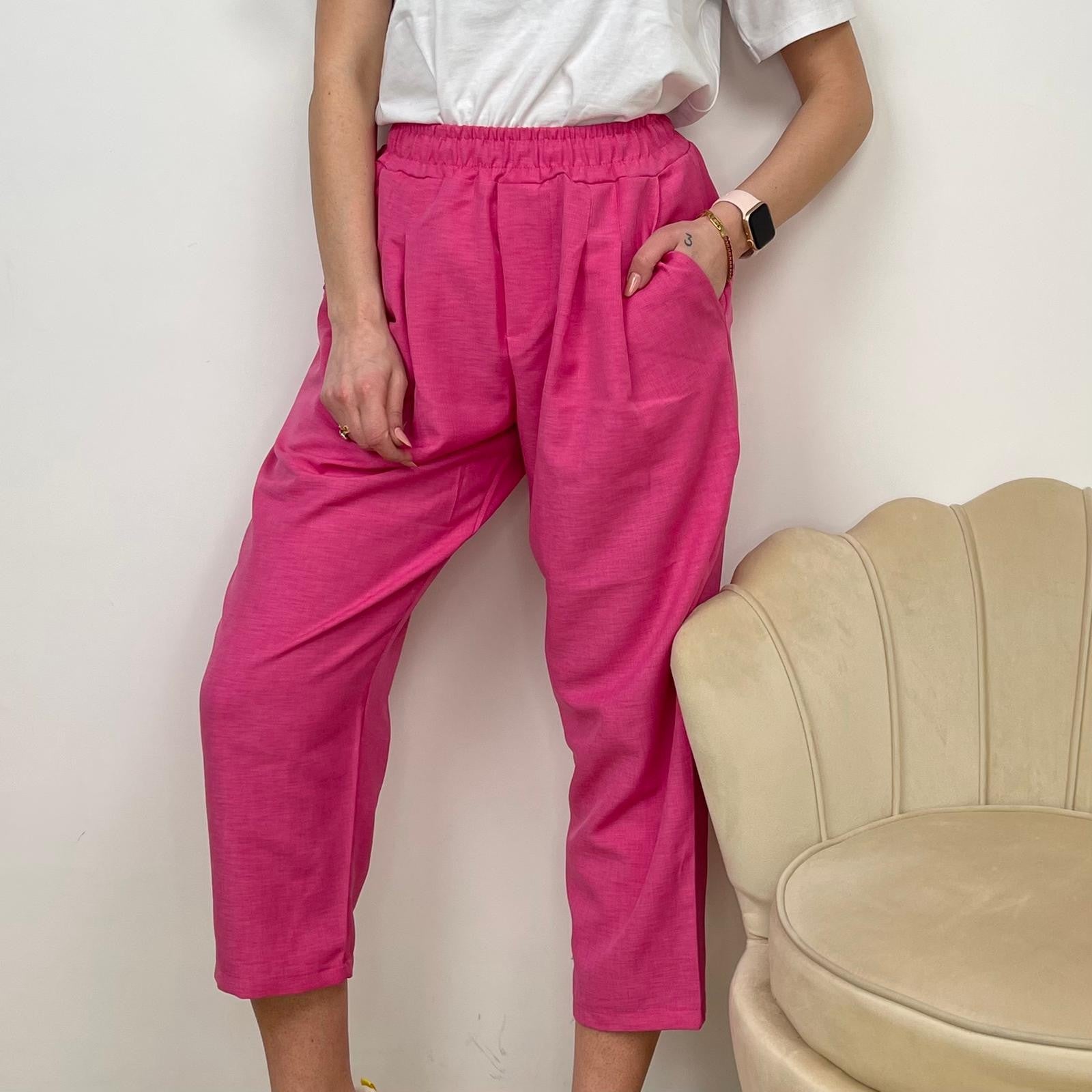 PANTALONE MIDI ALLA TURCA FUCSIA