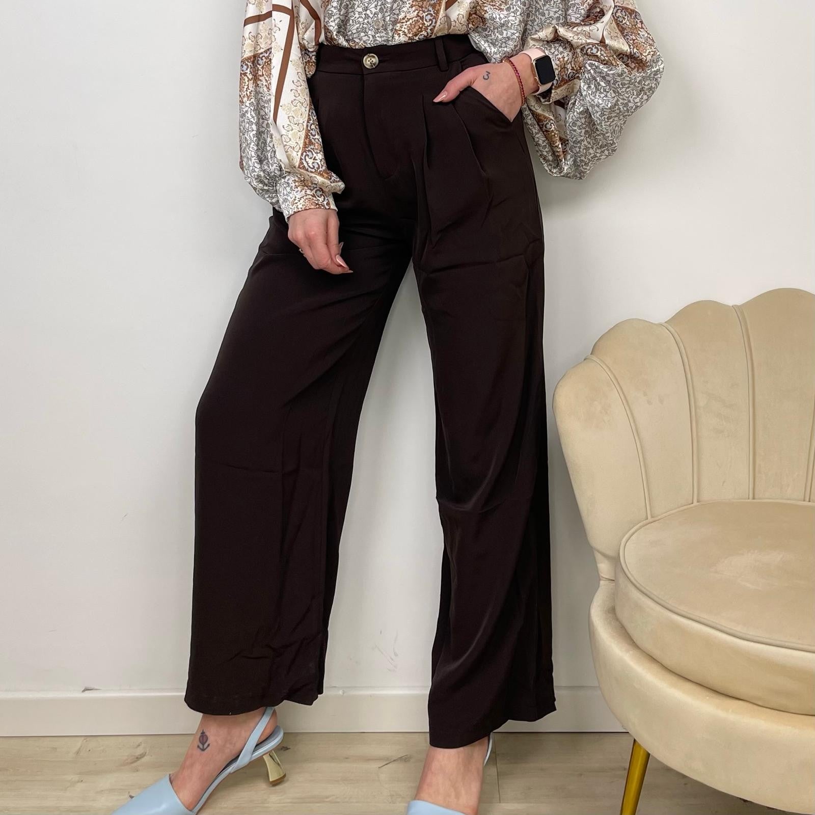 PANTALONE PALAZZO MARRONE