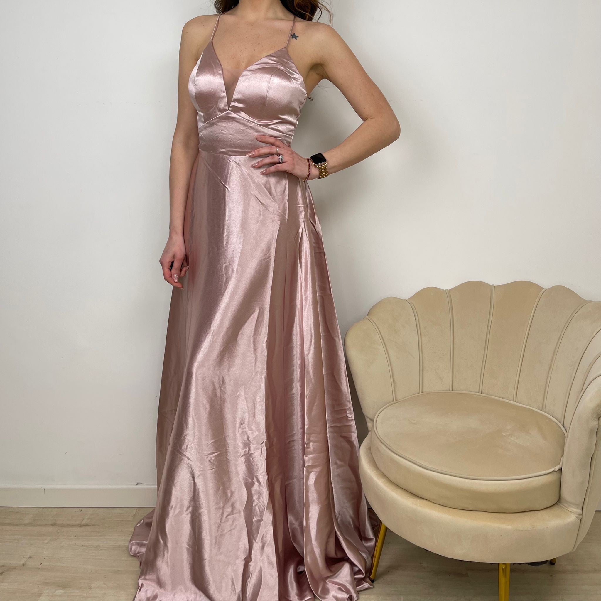 LONG DRESS RASO ROSA