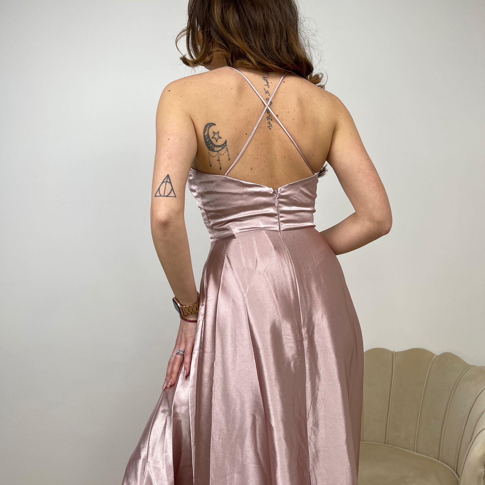 LONG DRESS RASO ROSA