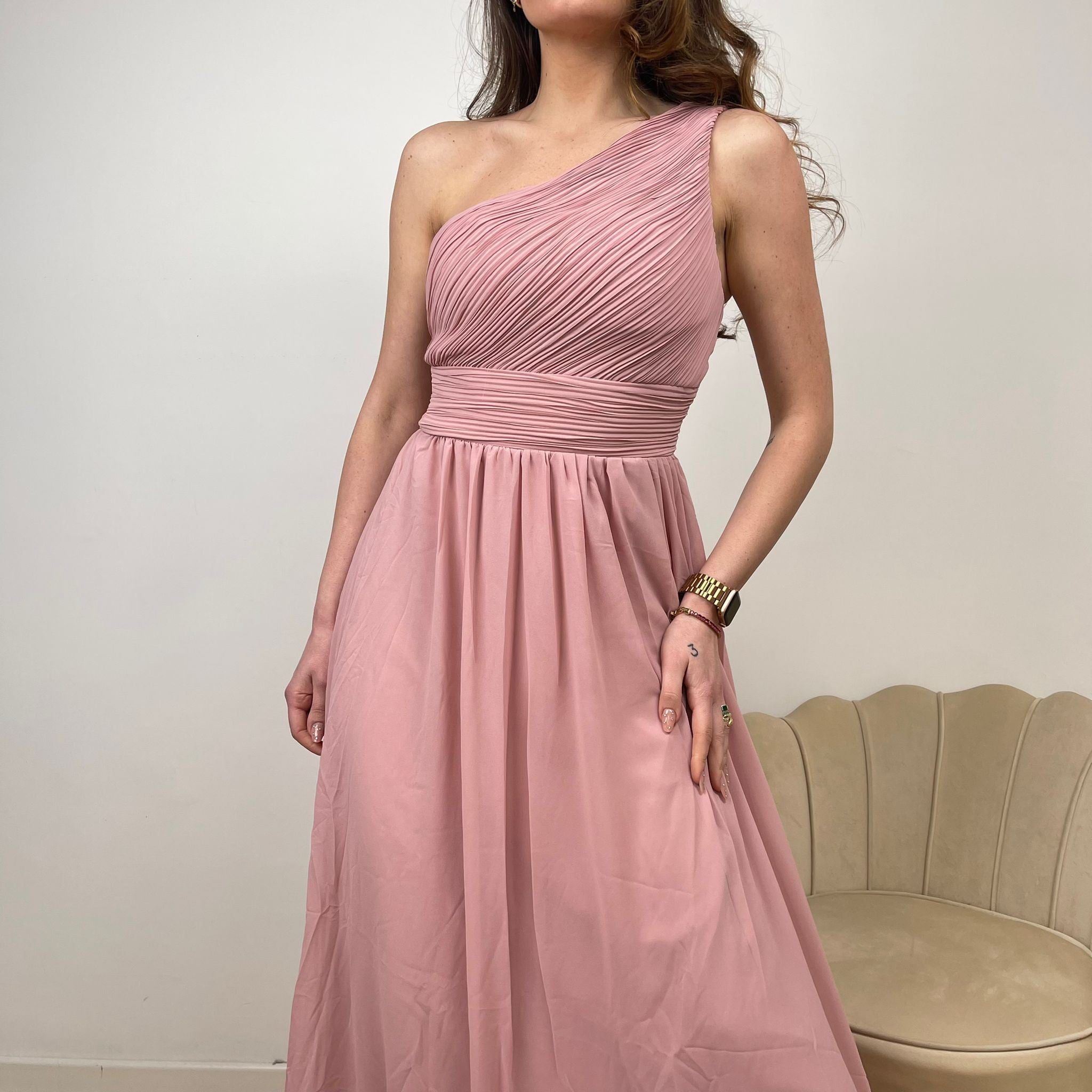 LONG DRESS MONOSPALLA ROSA