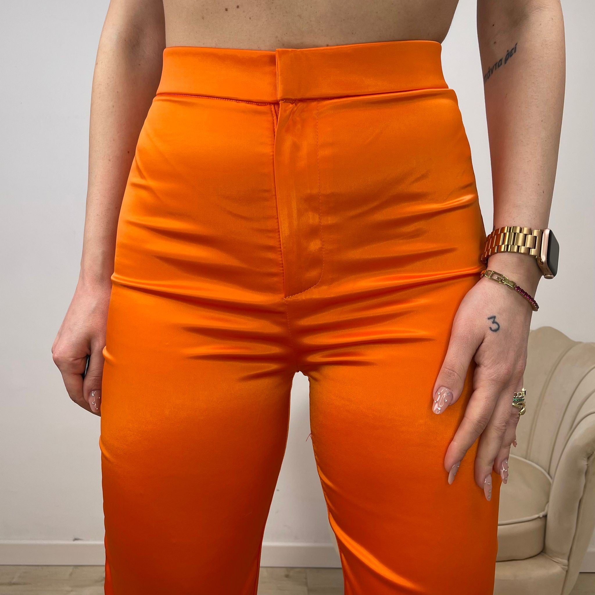 PANTALONE SATIN ARANCIO