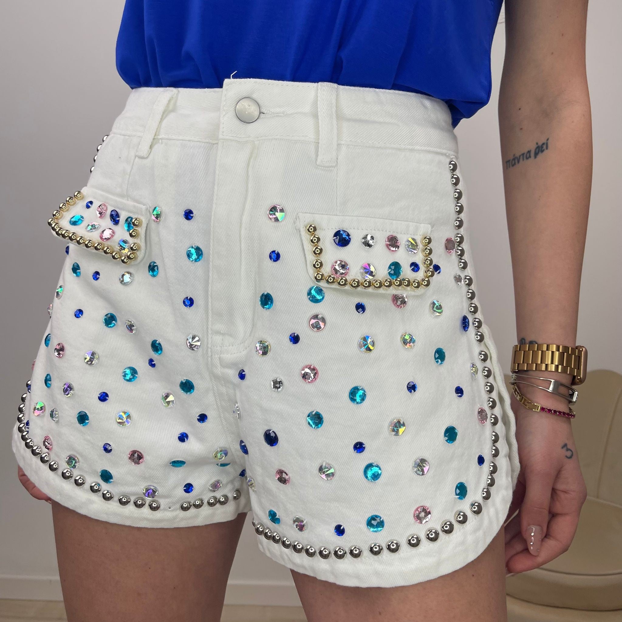 SHORT STRASS BIANCO