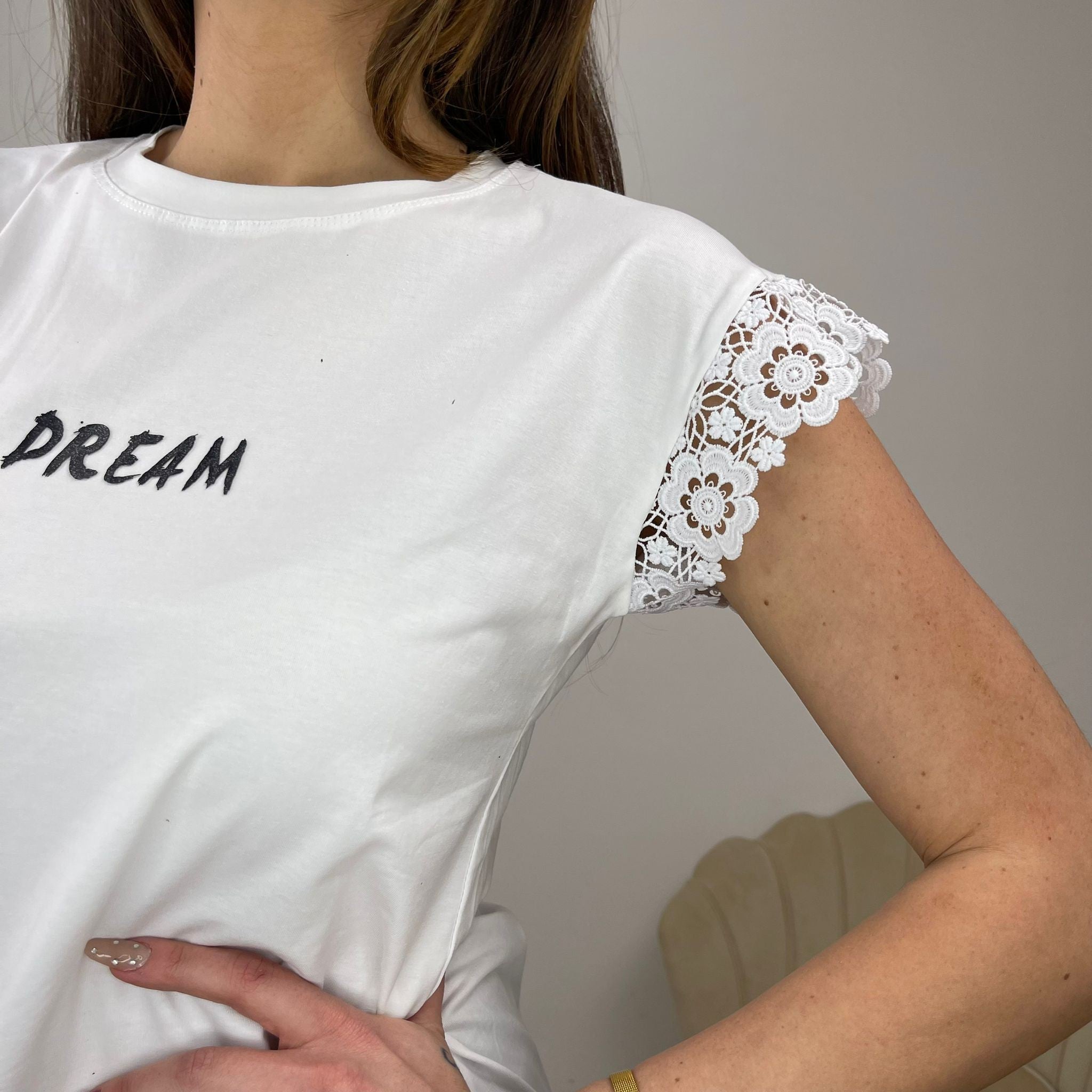 T-SHIRT MACRAMè DREAM BIANCO/NERO