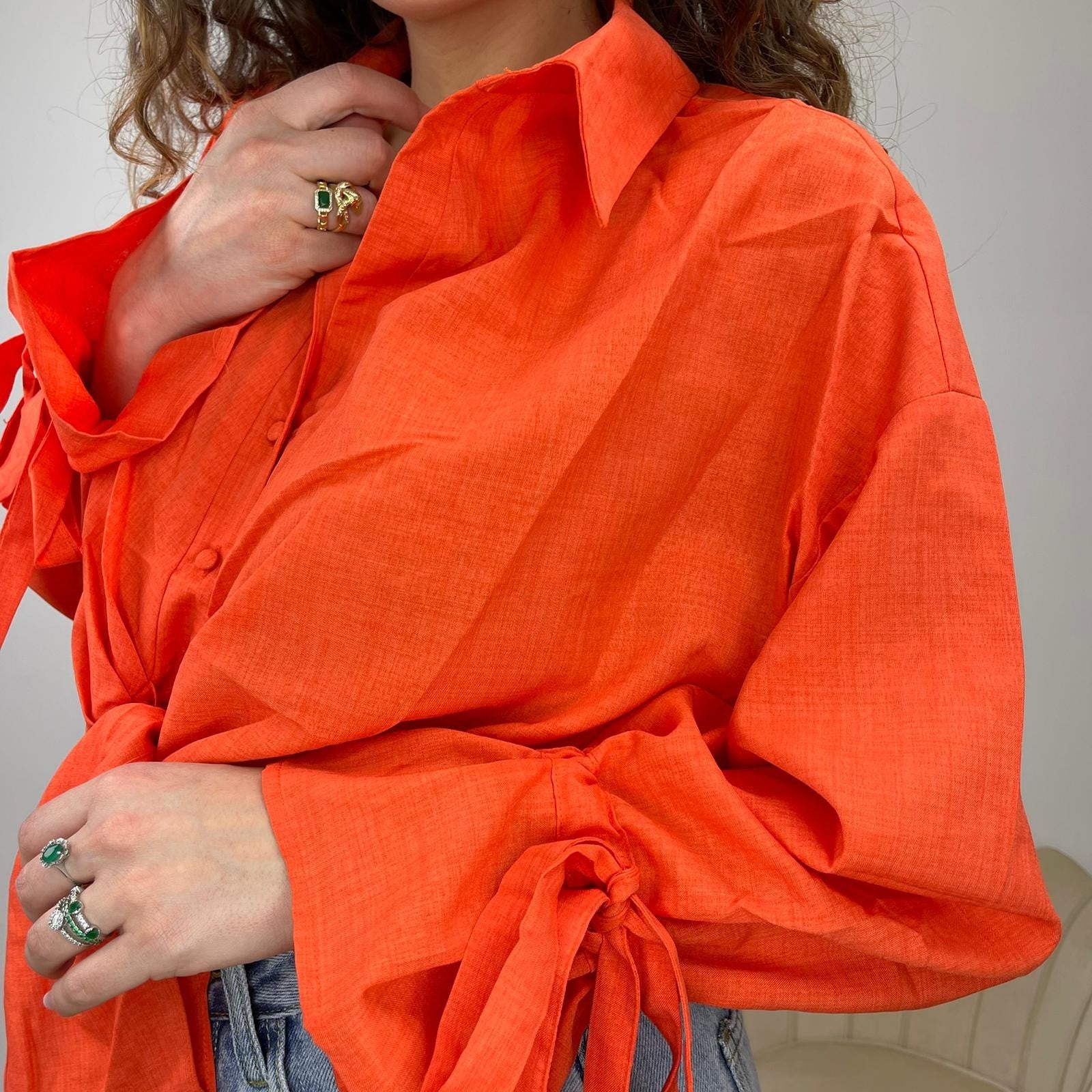 CAMICIA CROP LACCETTI ARANCIO