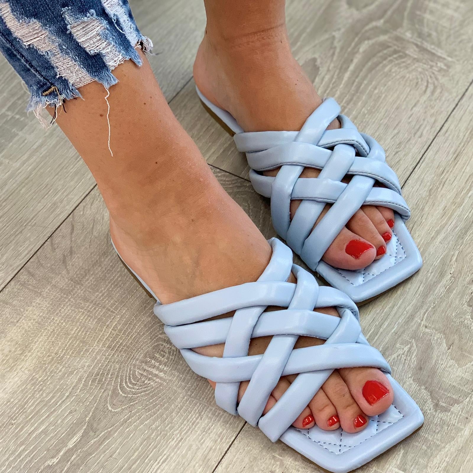 CIABATTA INTRECCIATA AZZURRA