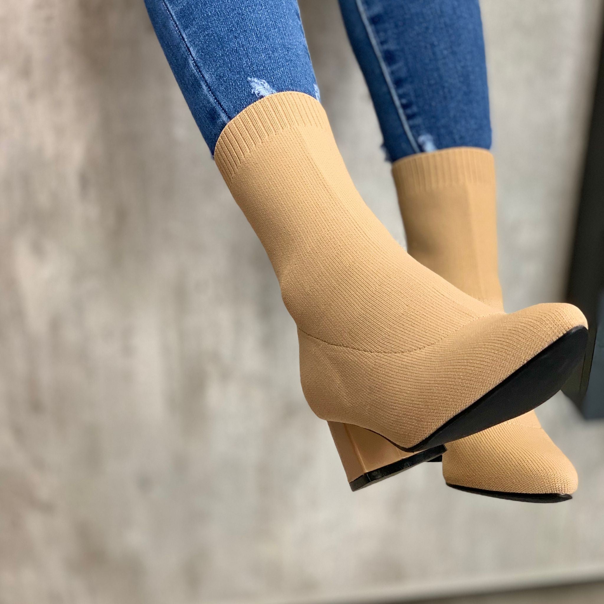 SOCK BOOTS BEIGE