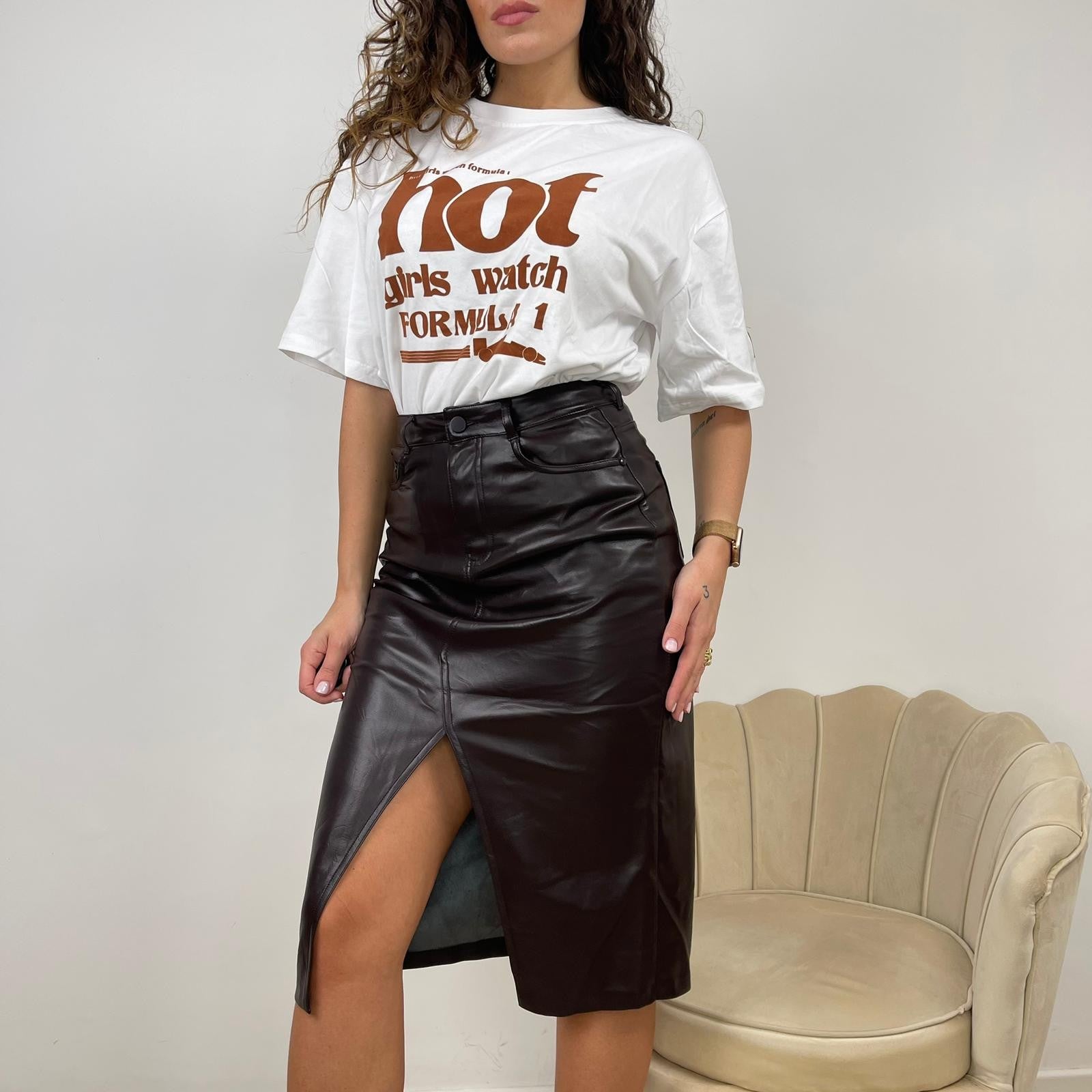 LONGUETTE IN ECOPELLE MARRONE