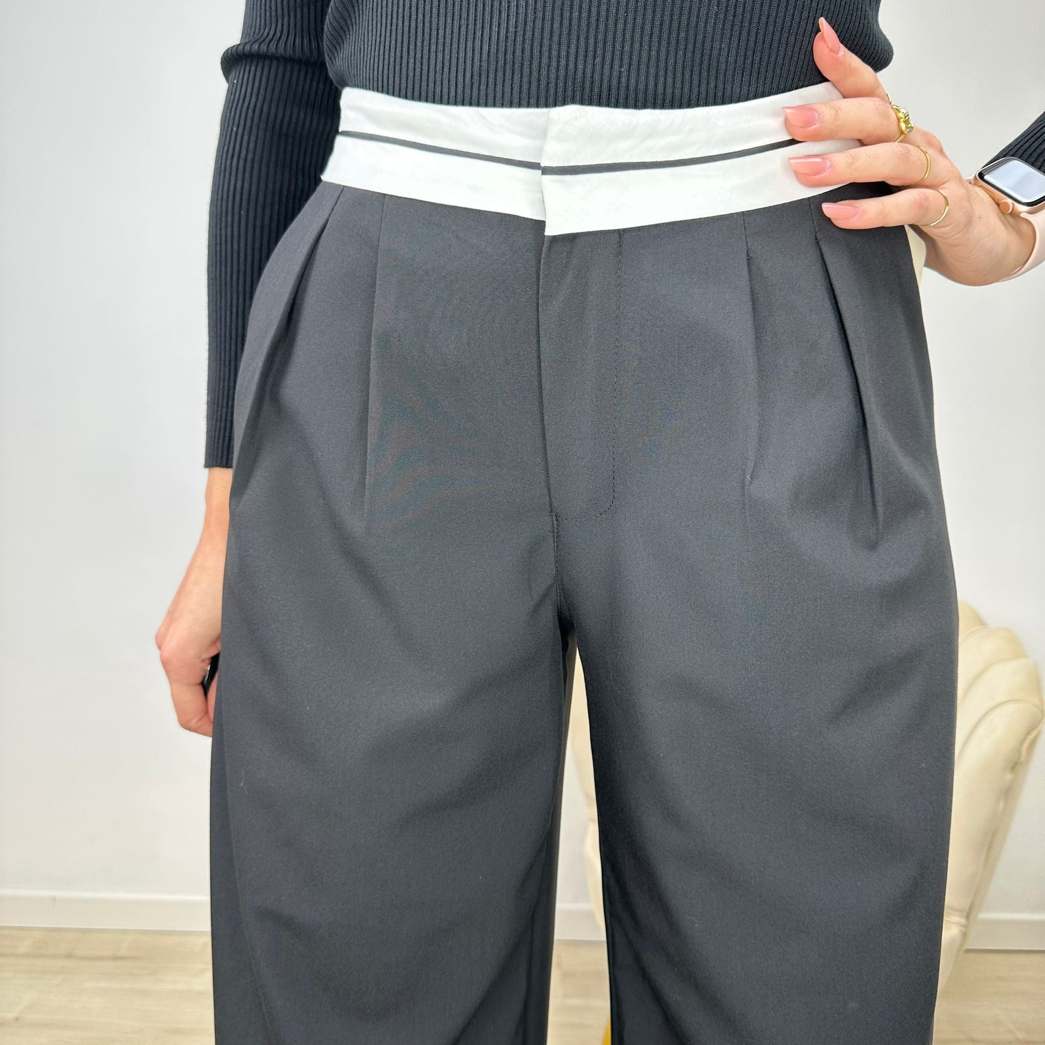 PANTALONI PALAZZO NERO