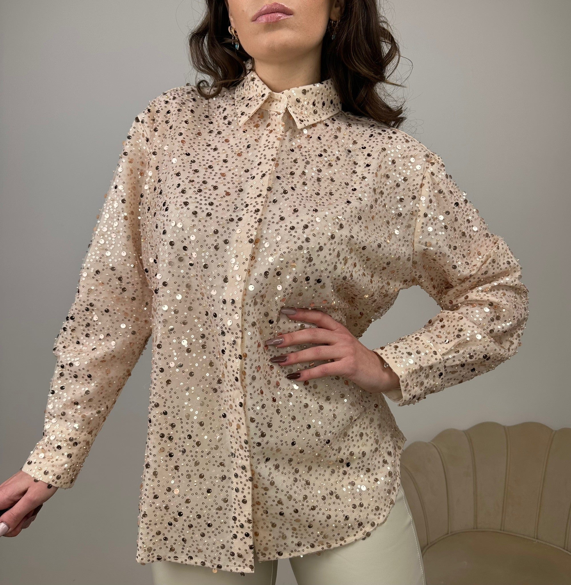 CAMICIA SCINTILLANTE BEIGE