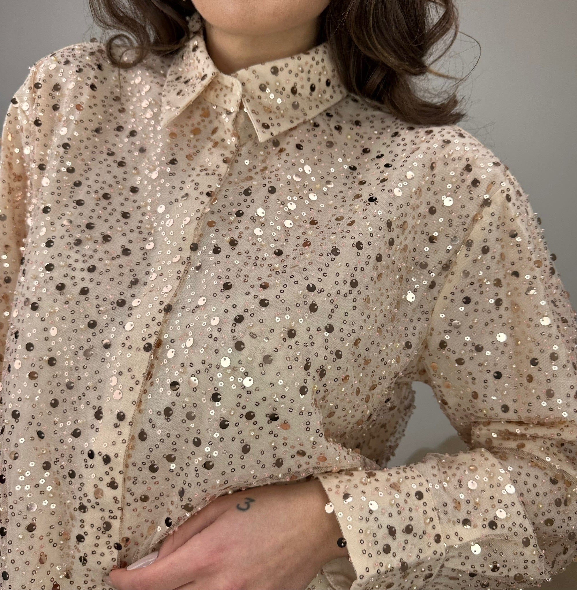 CAMICIA SCINTILLANTE BEIGE