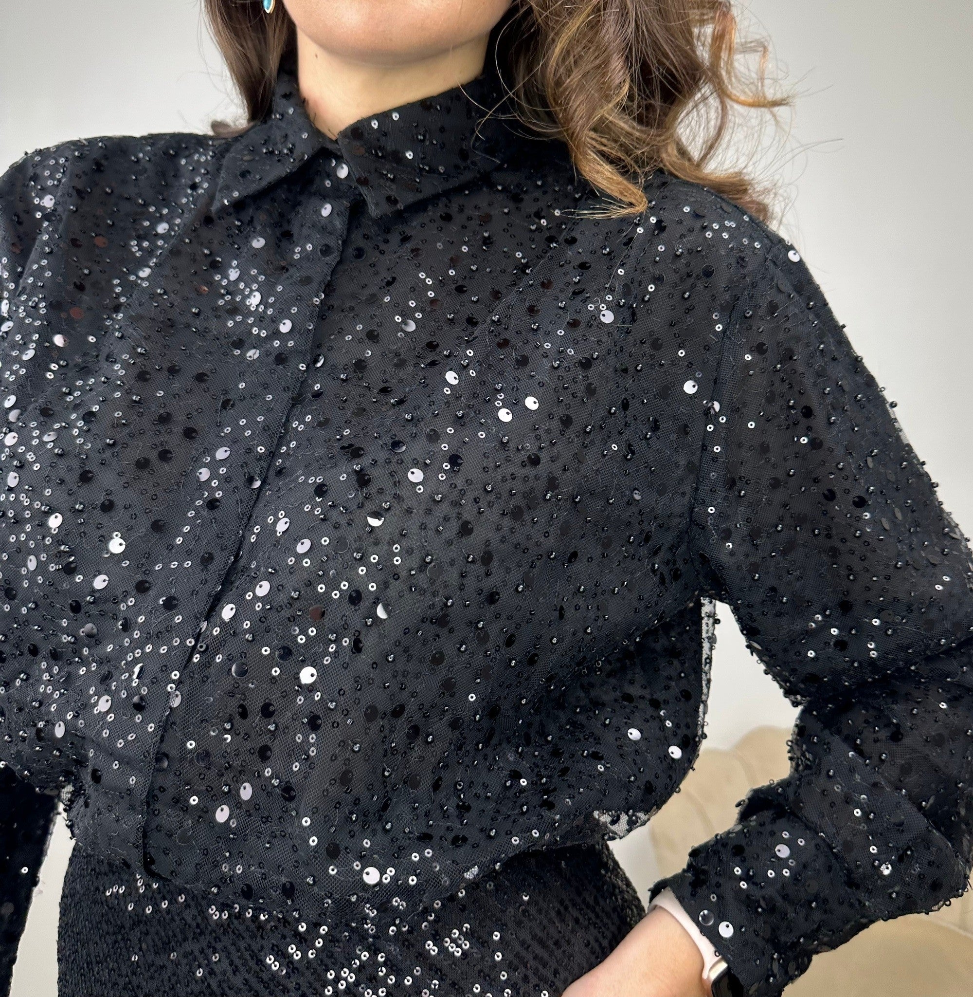 CAMICIA SCINTILLANTE NERO