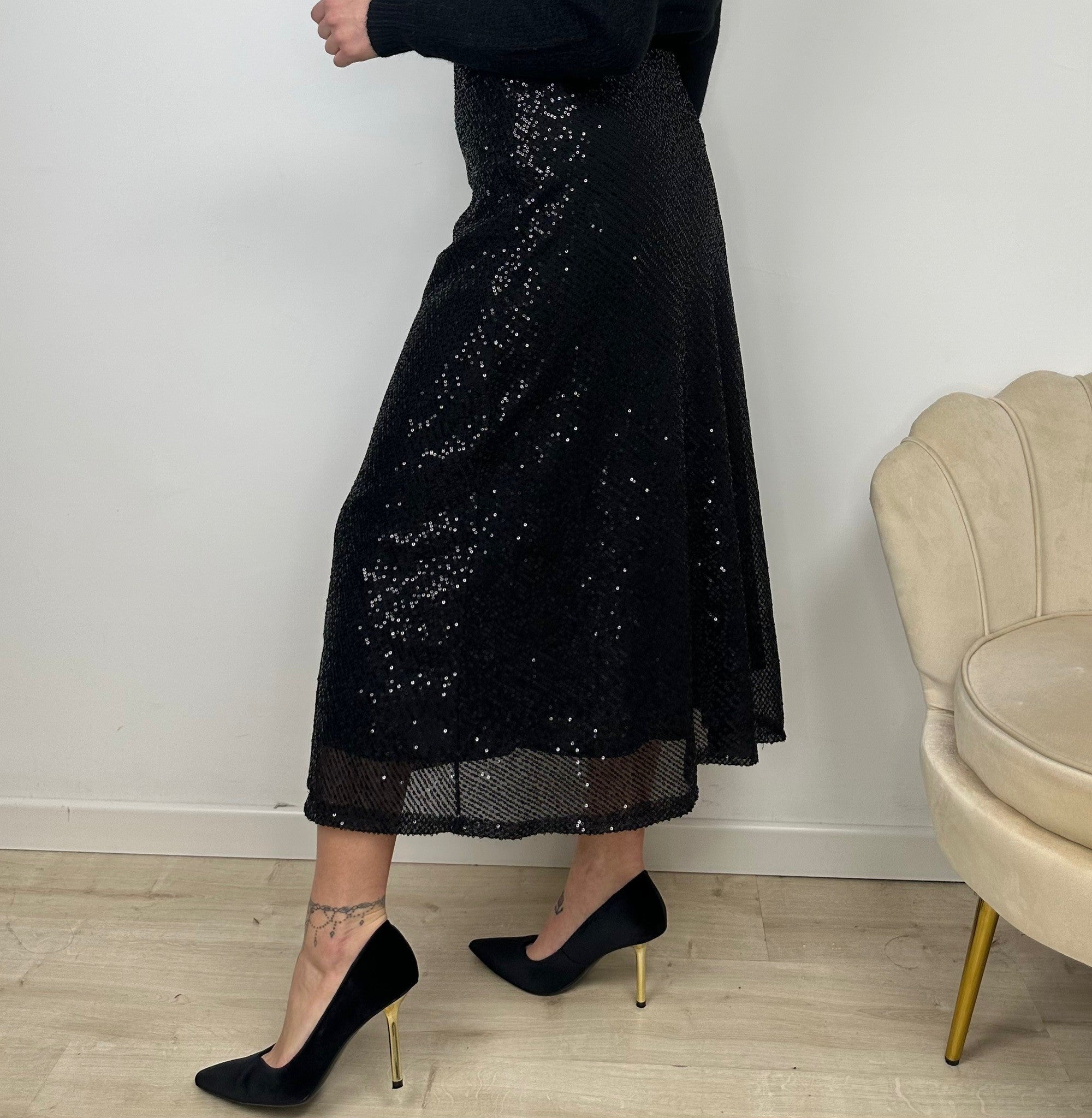 MIDI SKIRT SHINE NERO