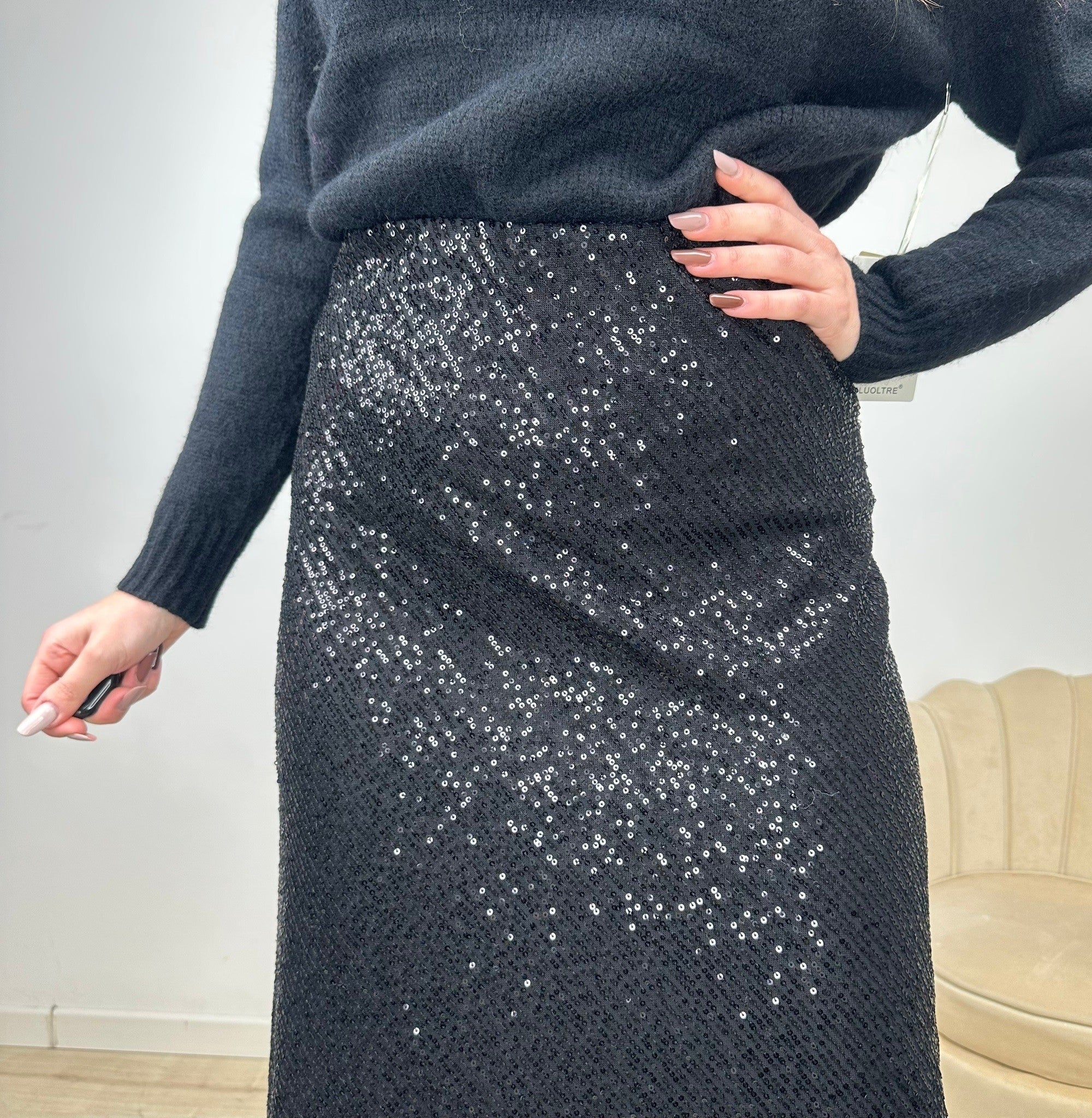 MIDI SKIRT SHINE NERO