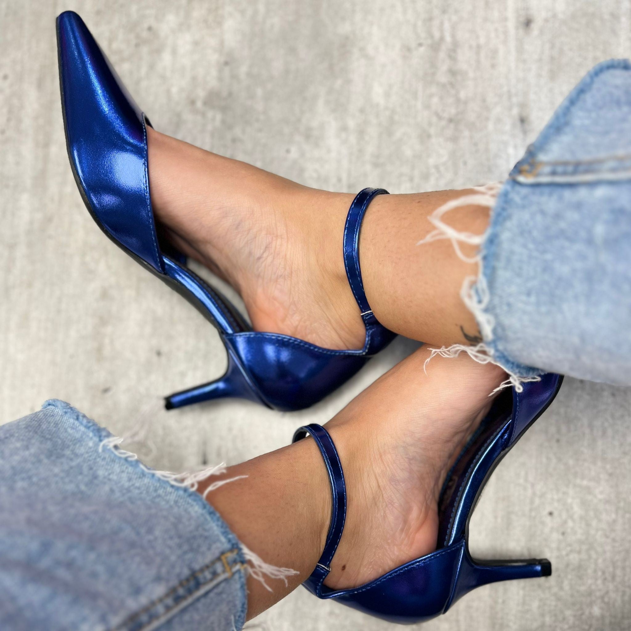 DECOLLETE' METALLIZZATO BLU