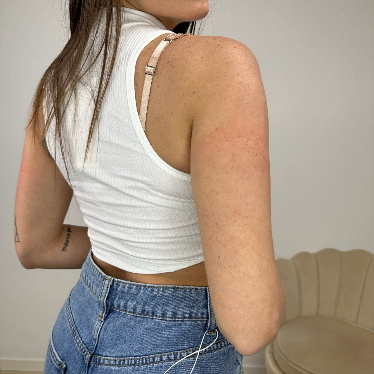 CROP TOP COSTINE BIANCO