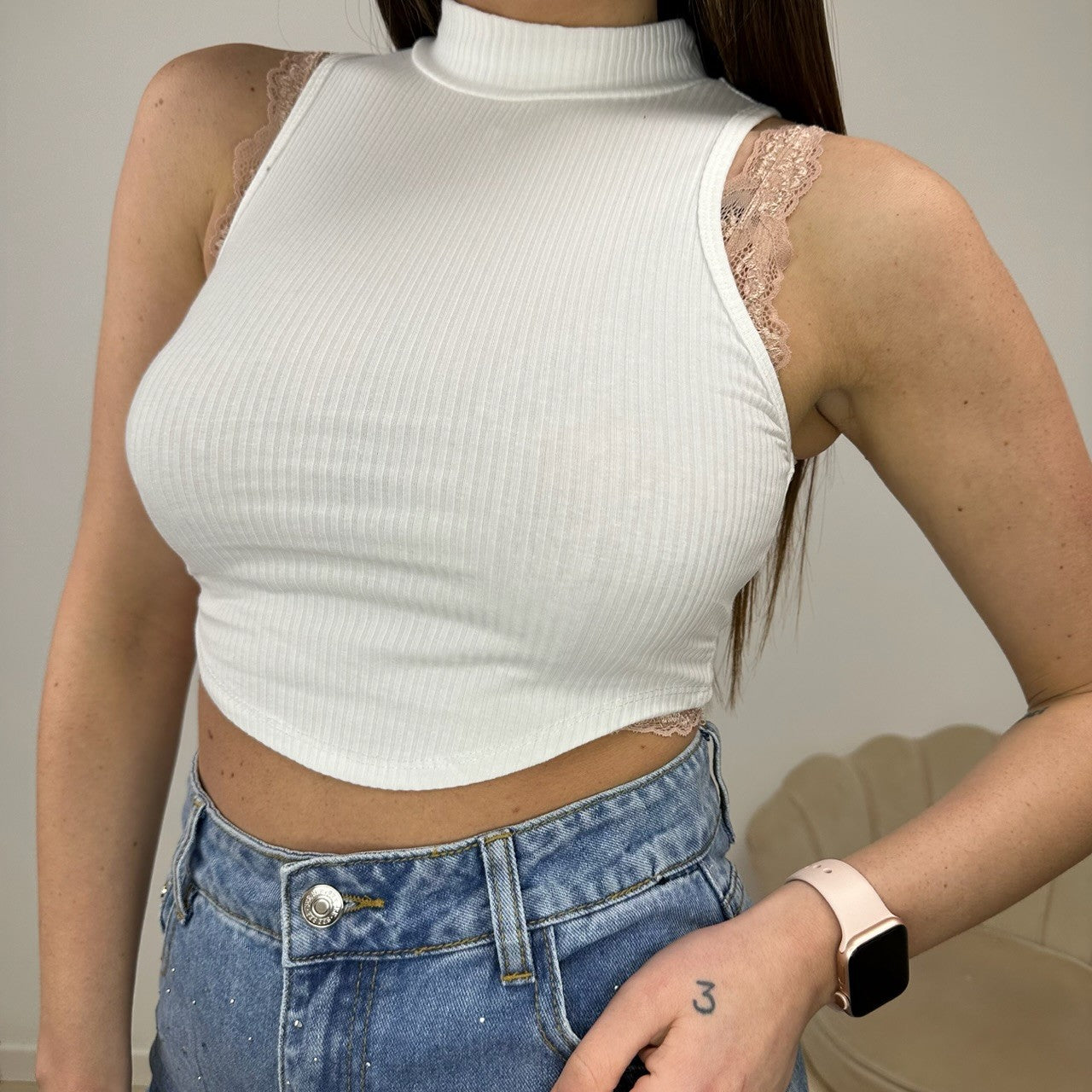 CROP TOP COSTINE BIANCO