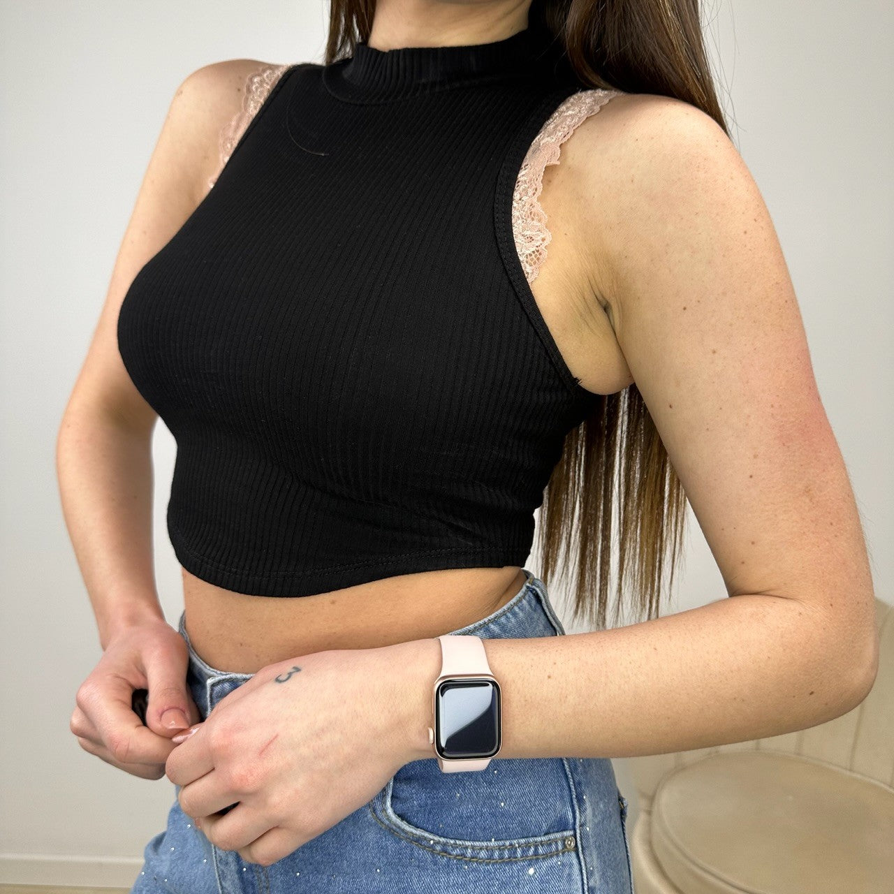 CROP TOP COSTINE NERO