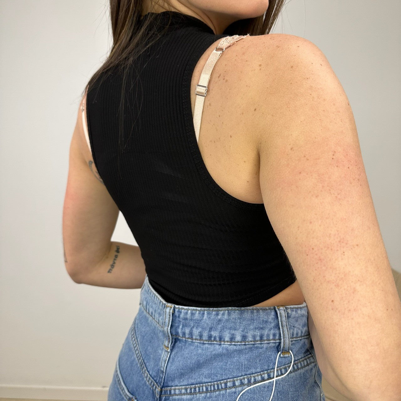 CROP TOP COSTINE NERO