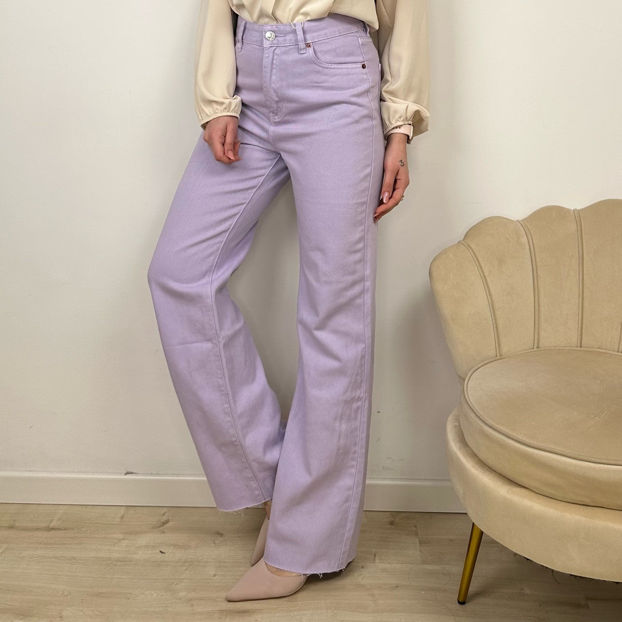 JEANS COLOR WIDE LEG LILLA