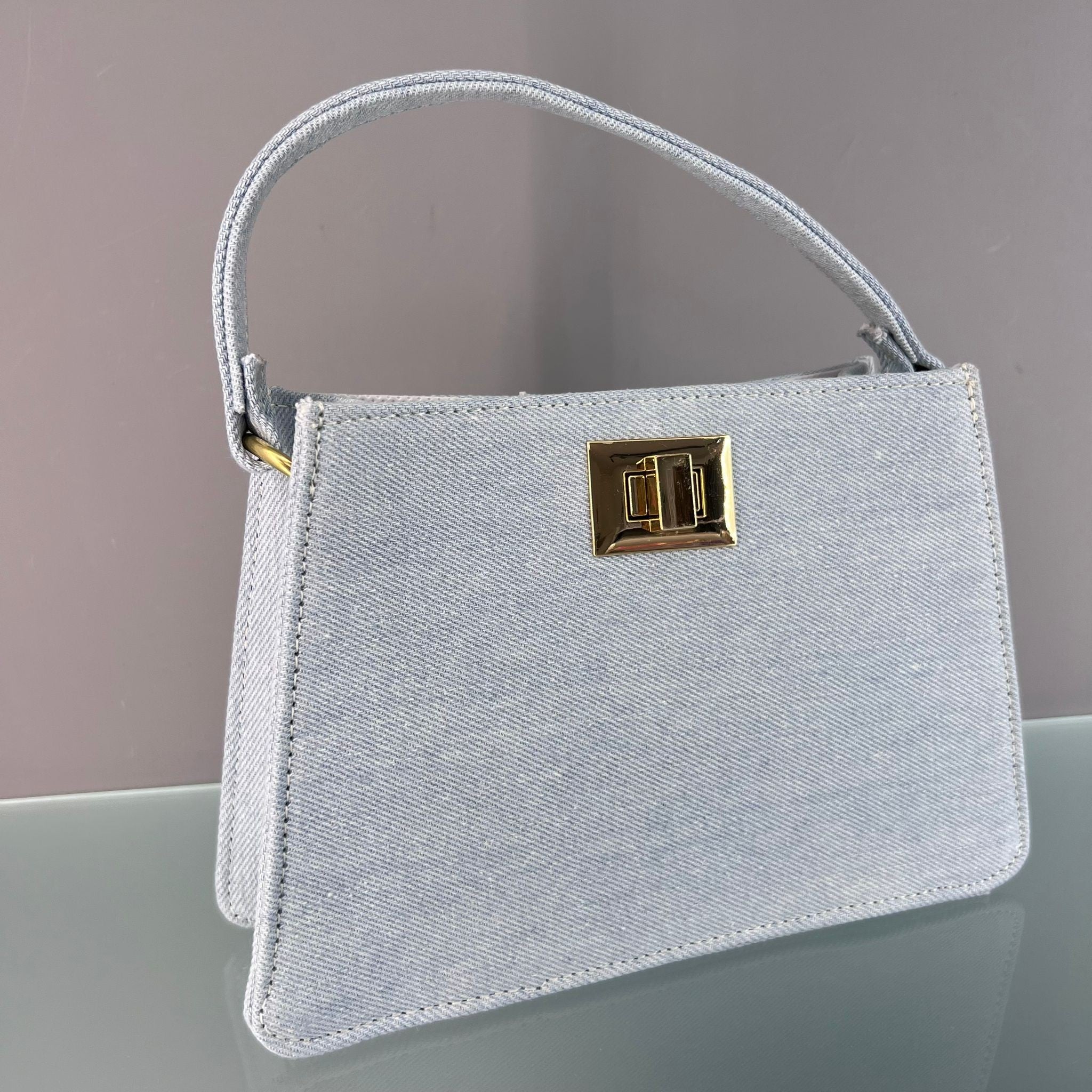 BORSA JEANS CHIARO TRAPEZIO