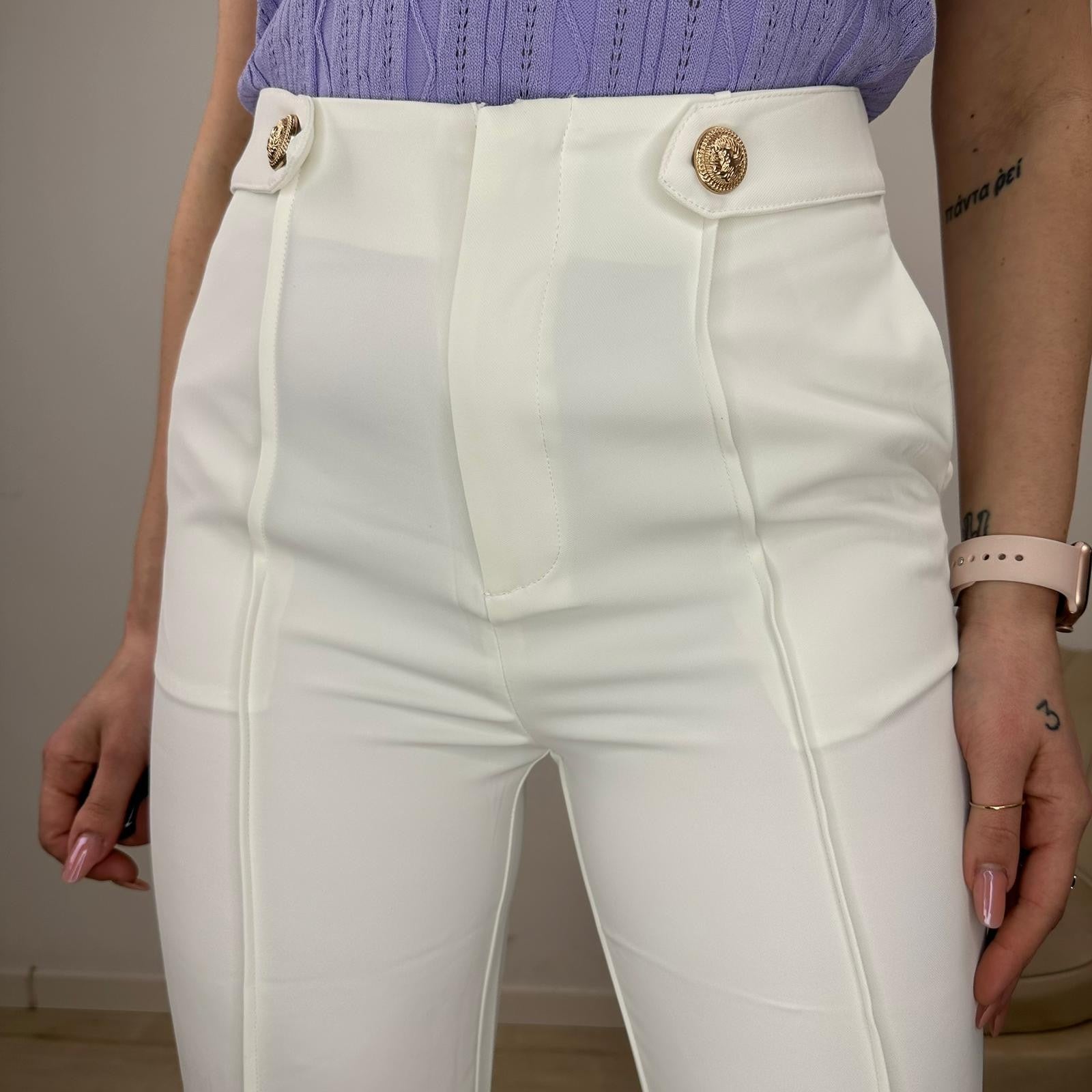 PANTALONI A ZAMPA BIANCHI