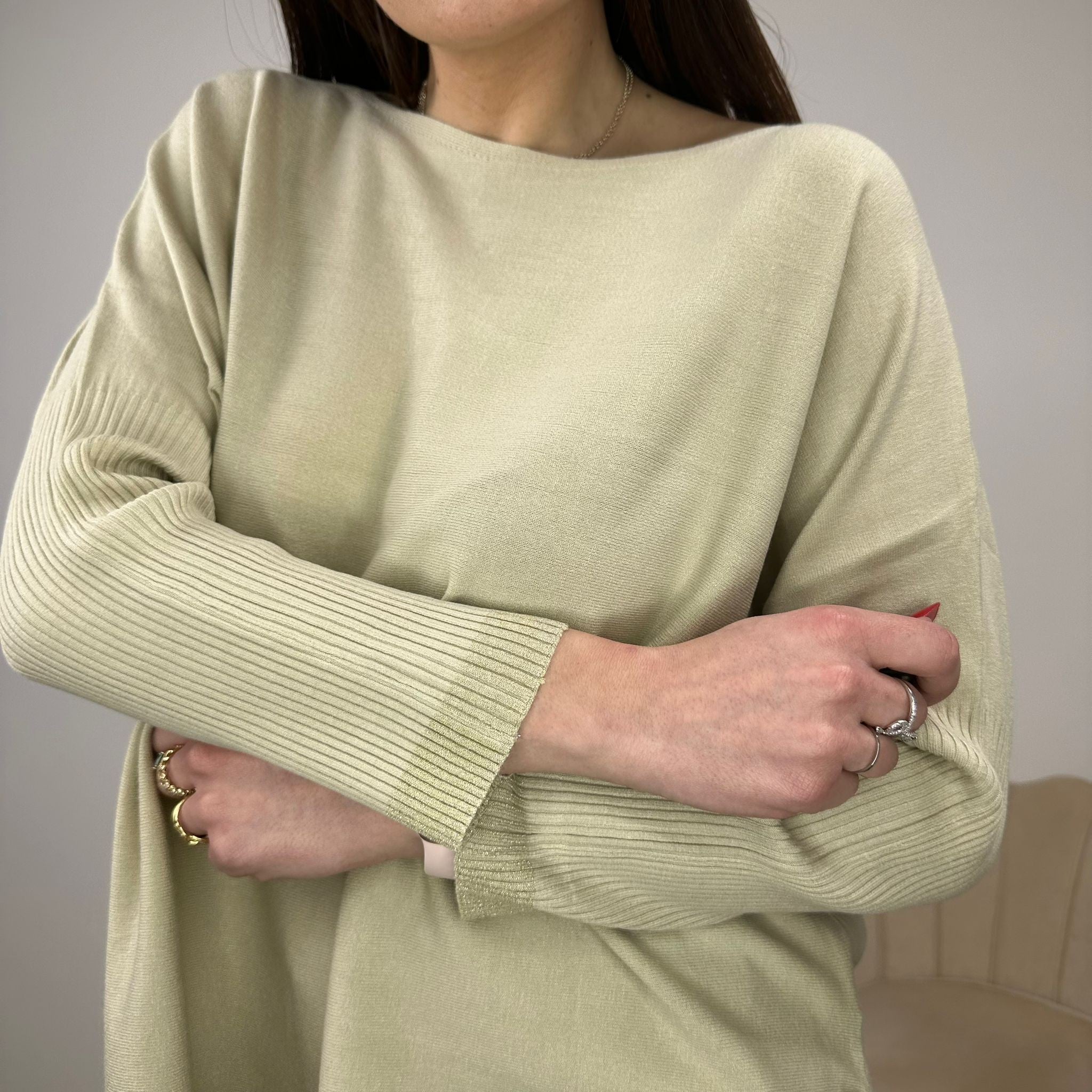 PULLOVER POLSINI LAMINATI BEIGE