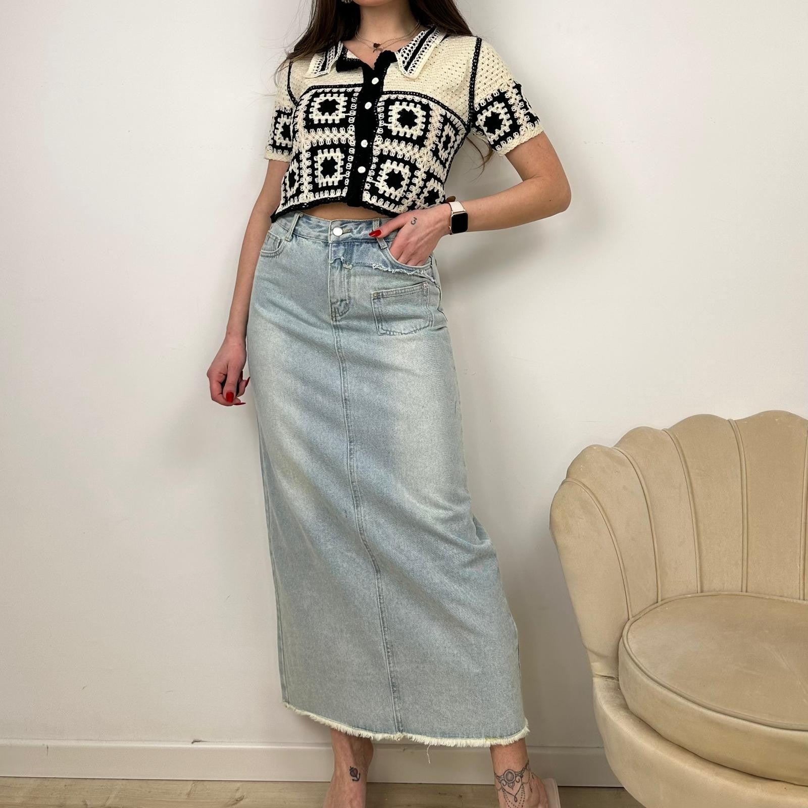 LONG SKIRT IN DENIM