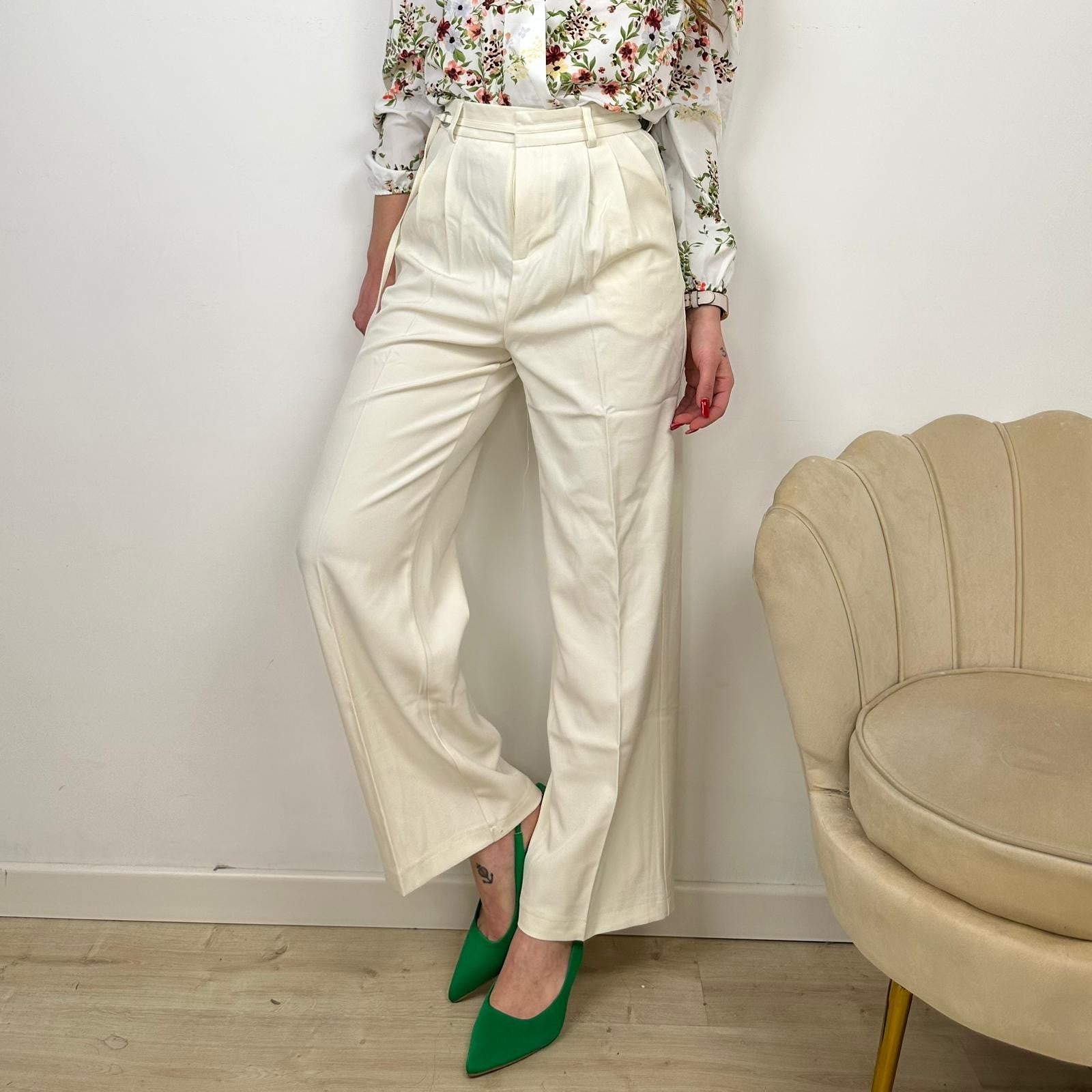 PANTALONI WIDE LEG BEIGE