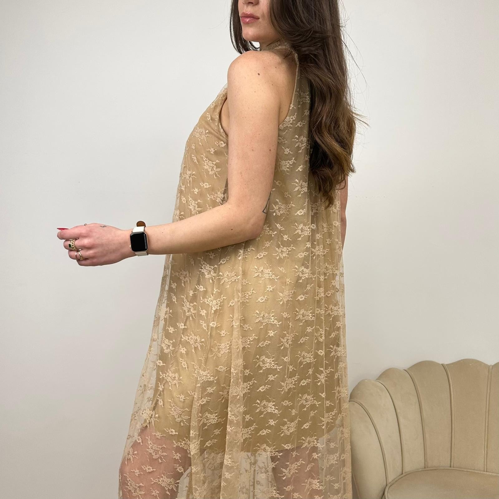 HALTER DRESS ELEGANCE BEIGE