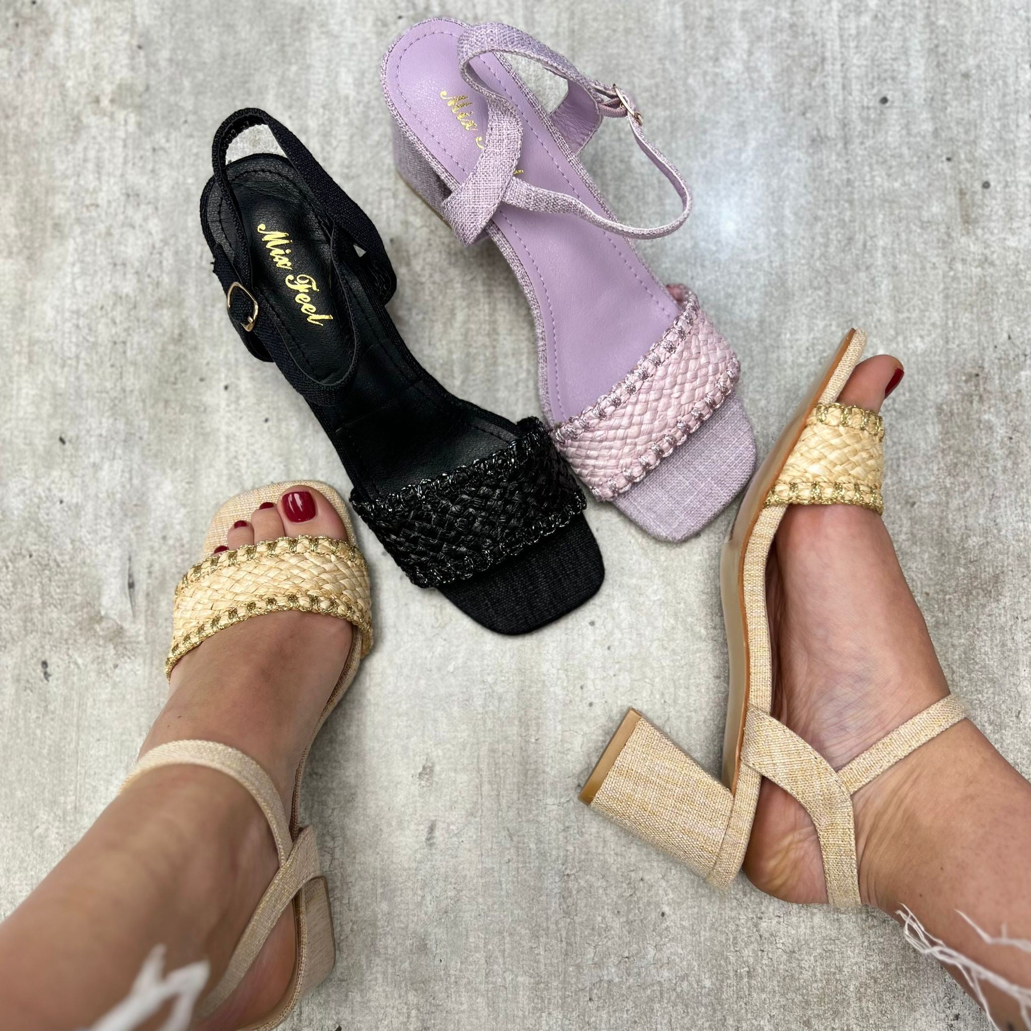 SANDALI IN TELA BEIGE