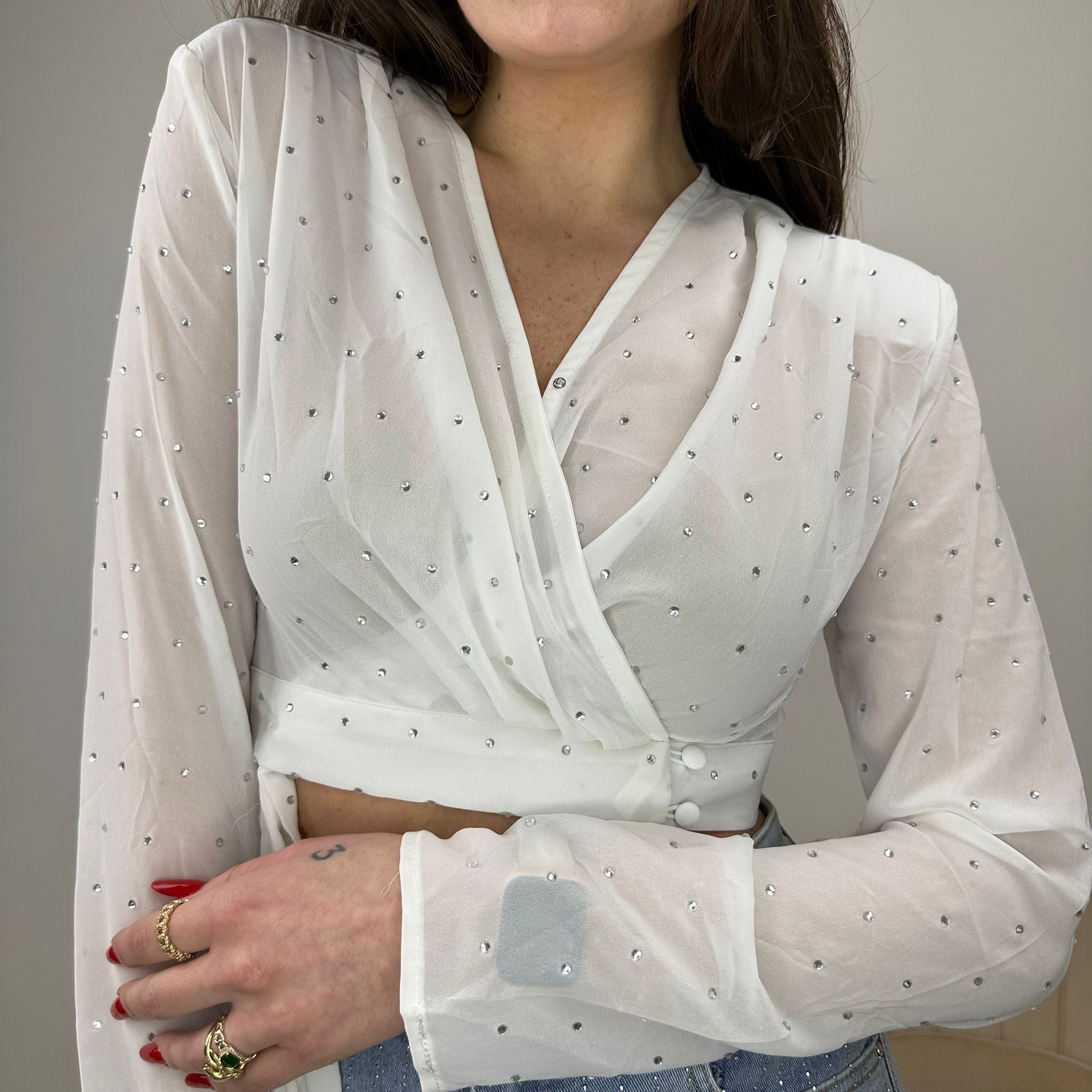 BLUSA CROP DIAMOND BIANCO