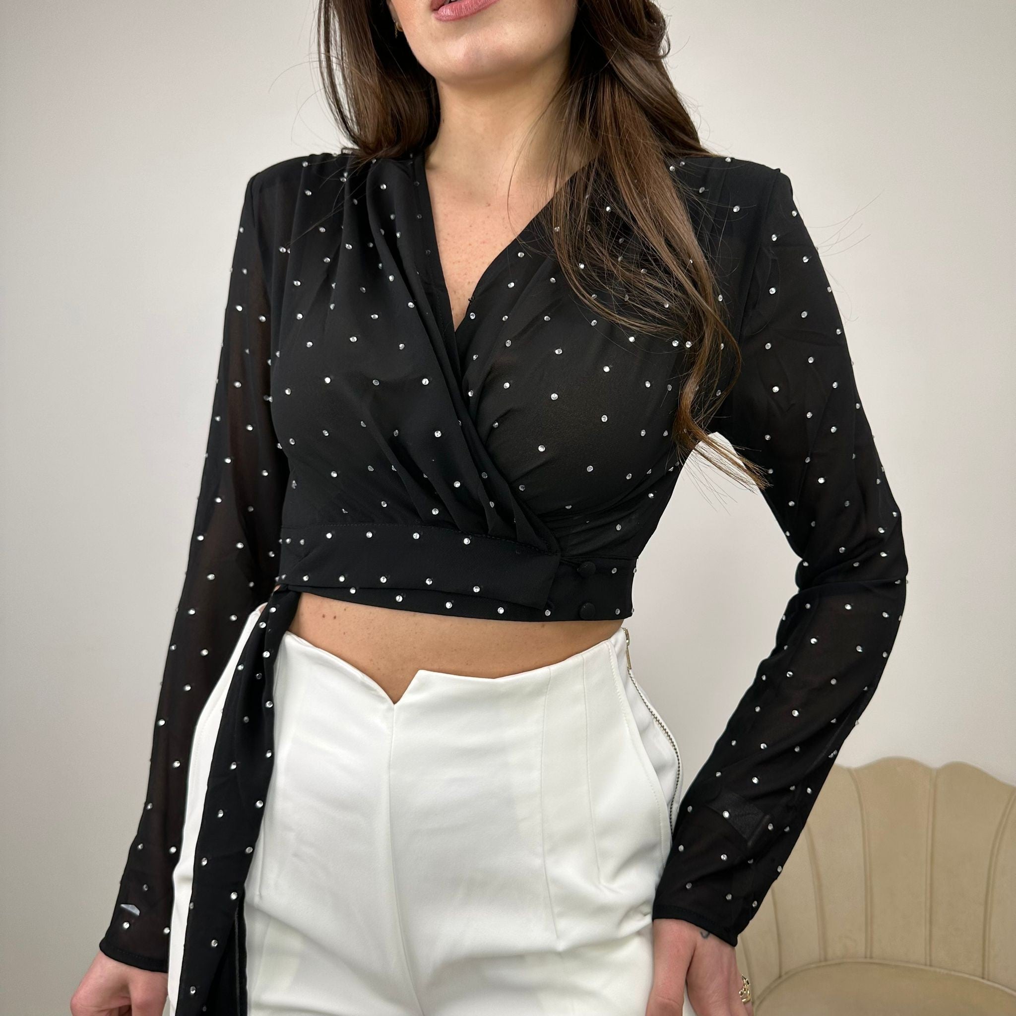 BLUSA CROP DIAMOND NERA