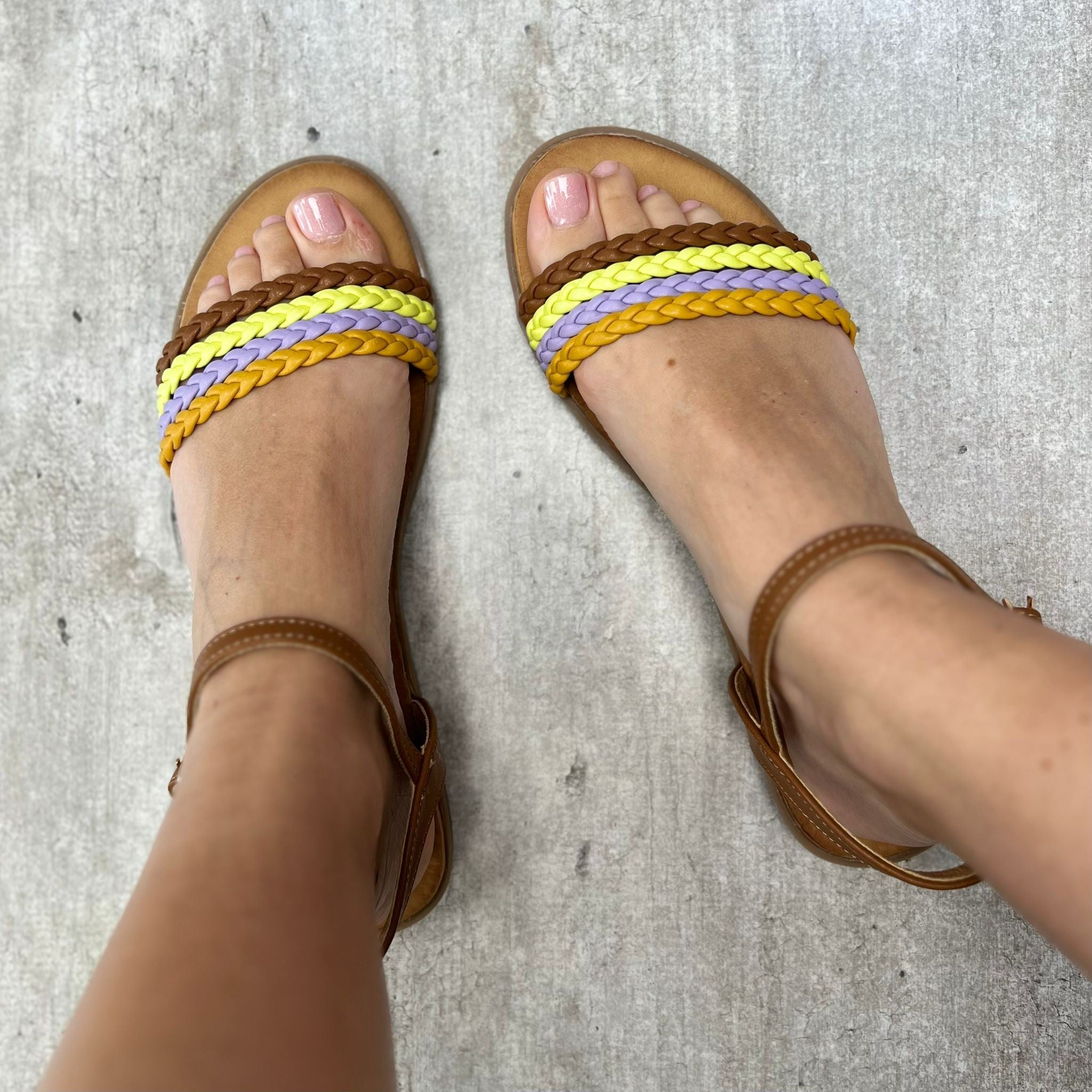 SANDALO FLAT COLORFULL CAMEL