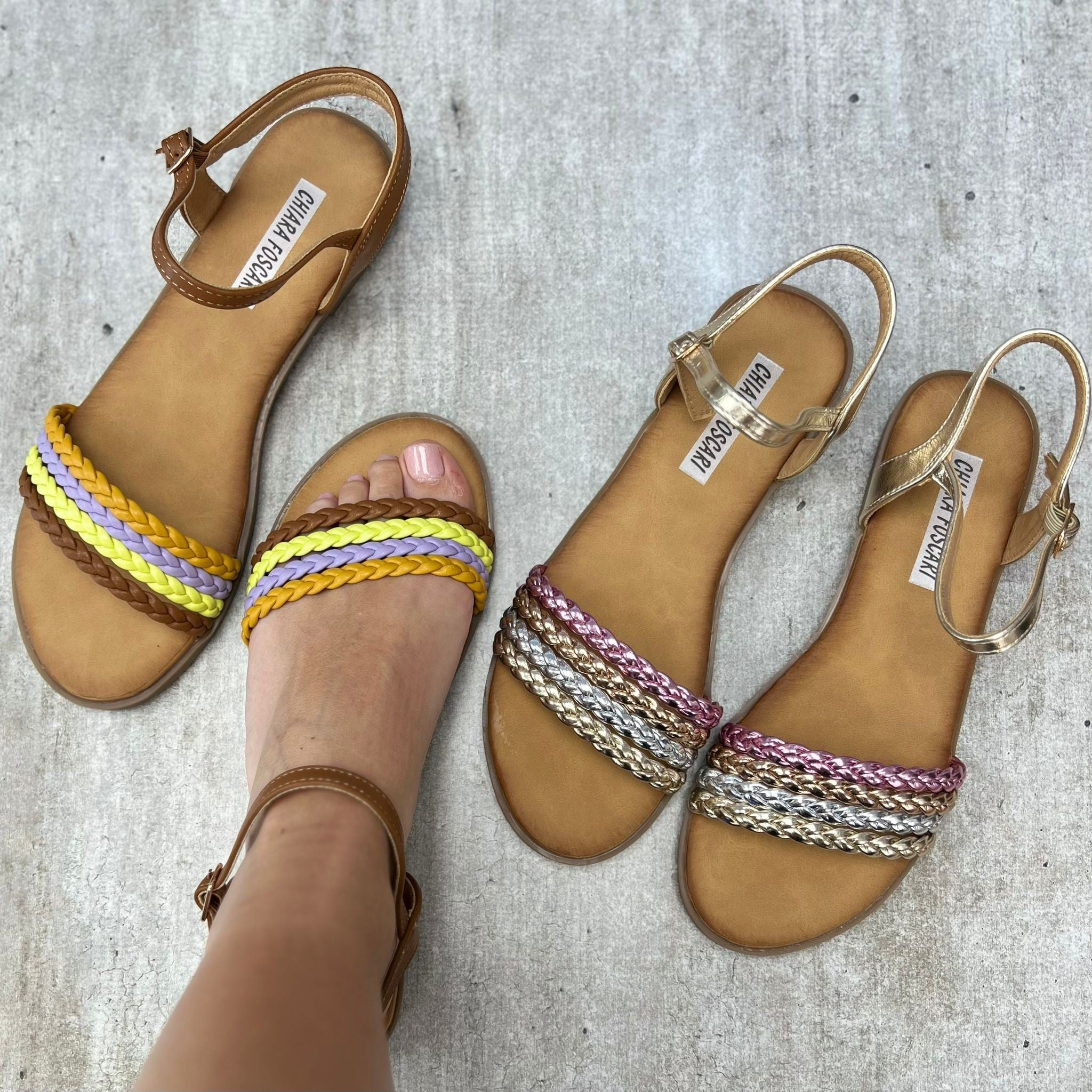 SANDALO FLAT COLORFULL CAMEL