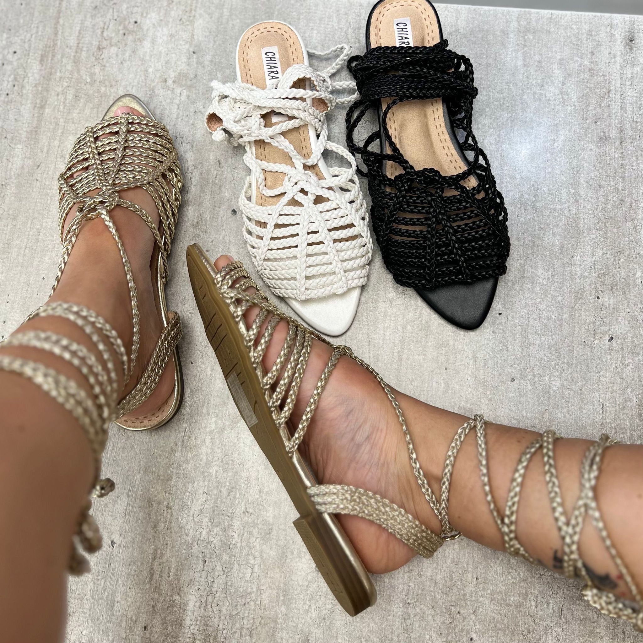 SANDALO FLAT INTRECCIATO BIANCO