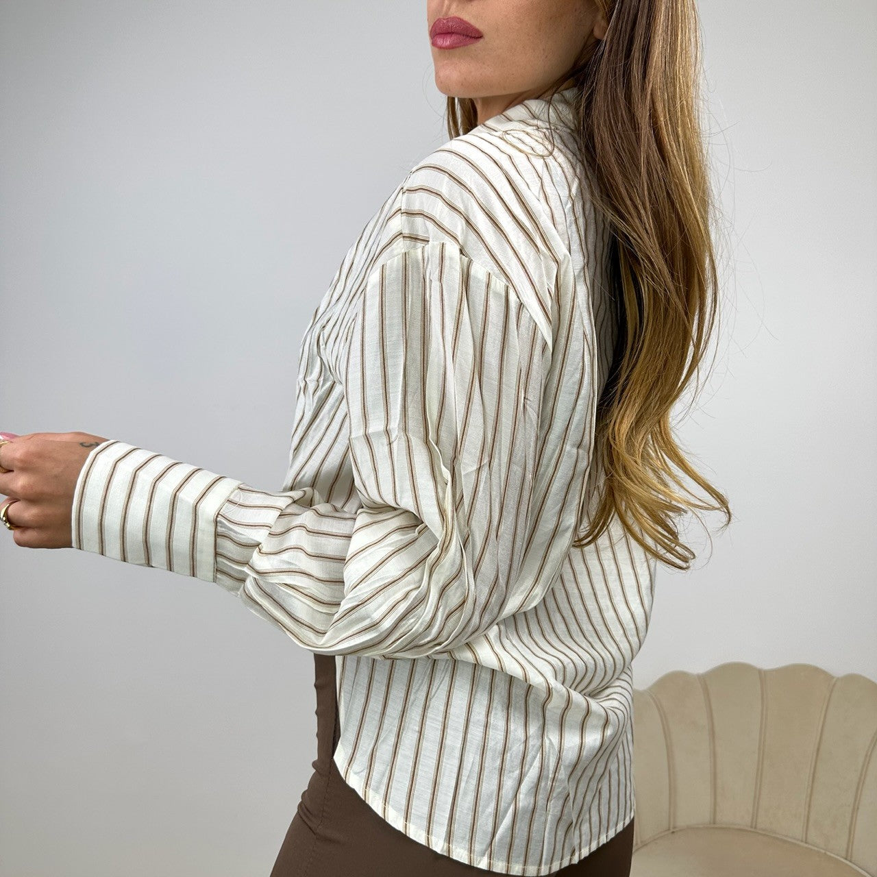 CAMICIA RIGHE BEIGE