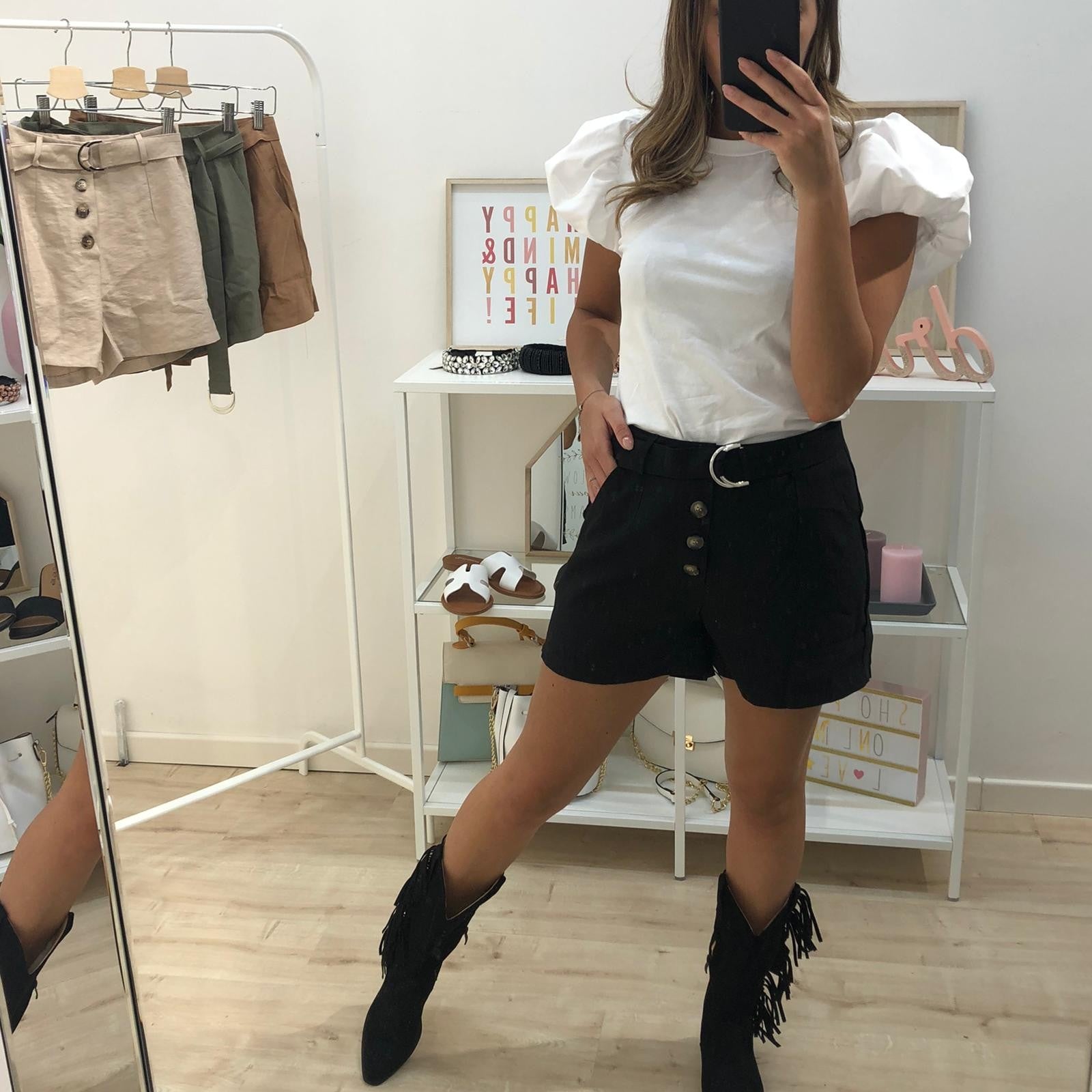 SHORT CON CINTURA NERO