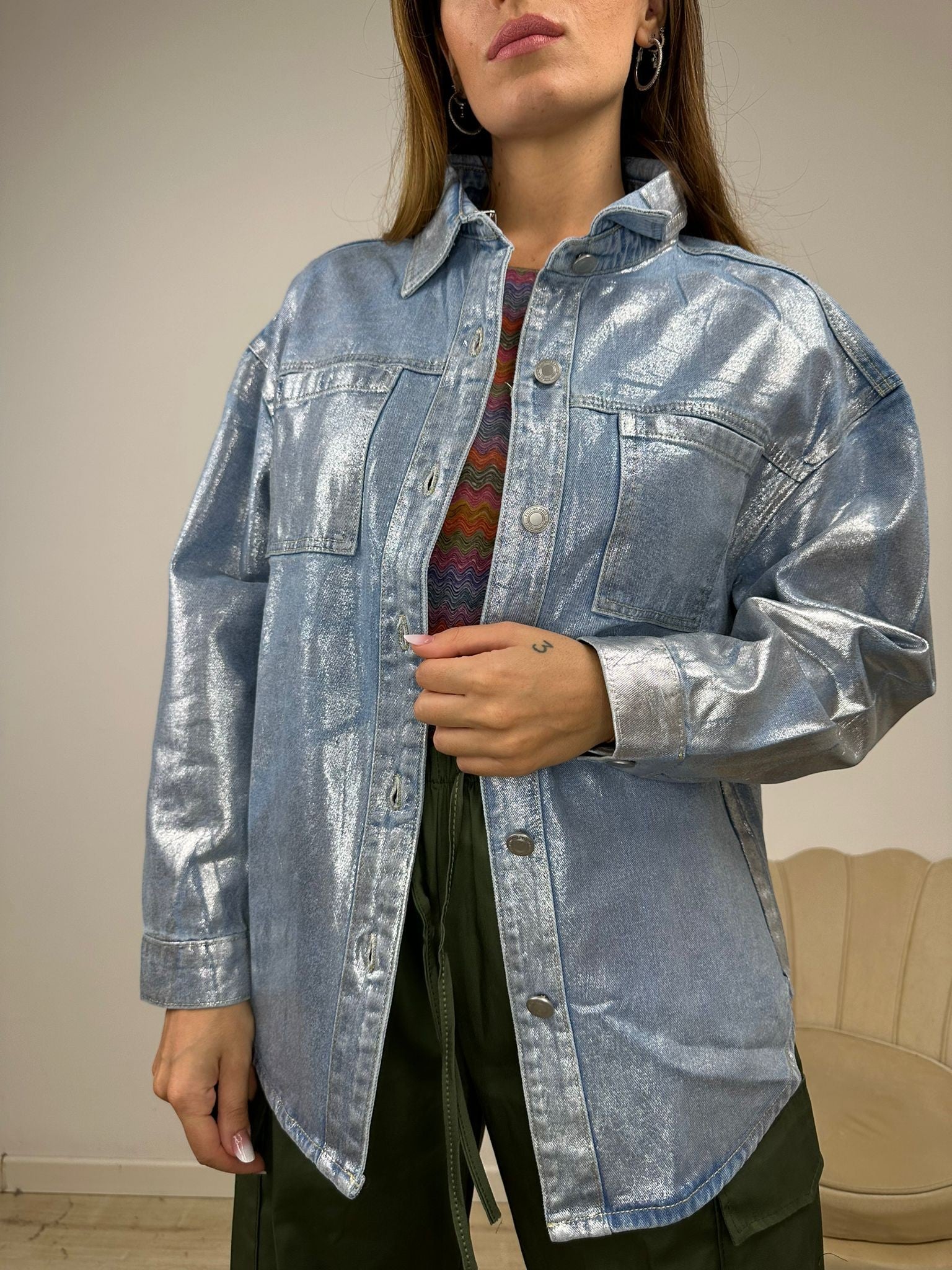 CAMICIA-GIUBBINO DENIM SILVER