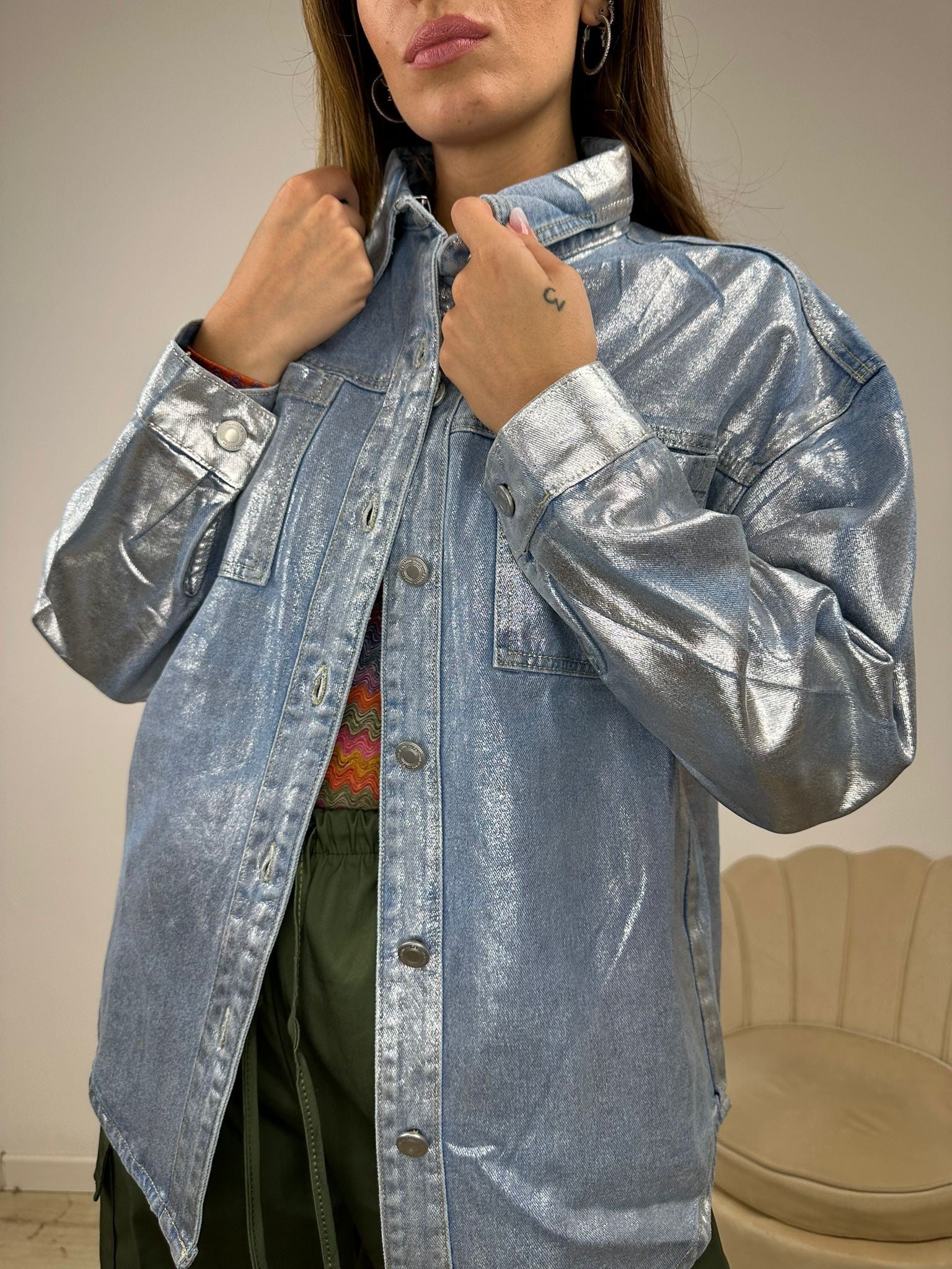 CAMICIA-GIUBBINO DENIM SILVER