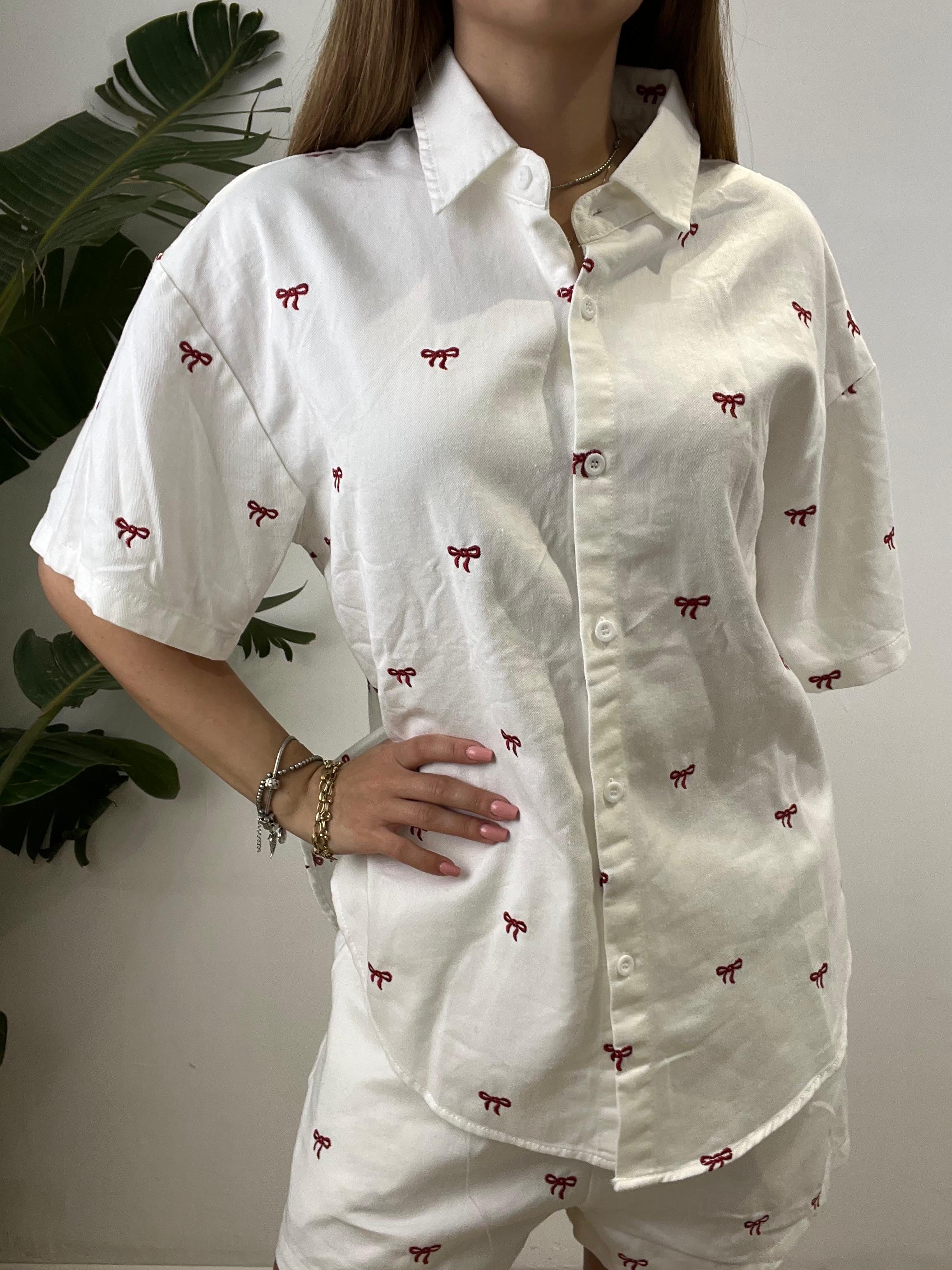 COMPLETO DENIM FIOCCHETTI BIANCO