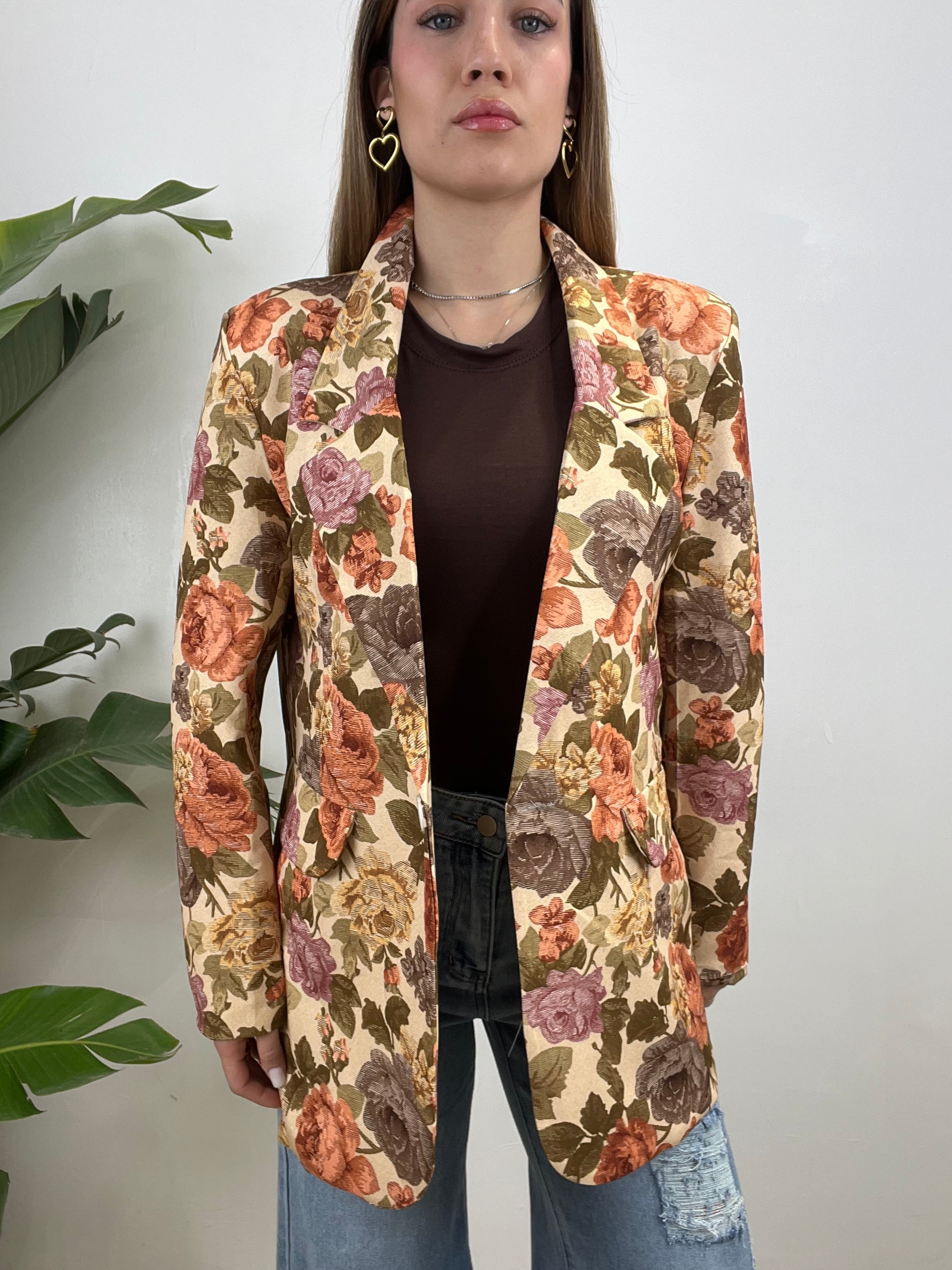 BLAZER FLOWERS CON IL MARRONE