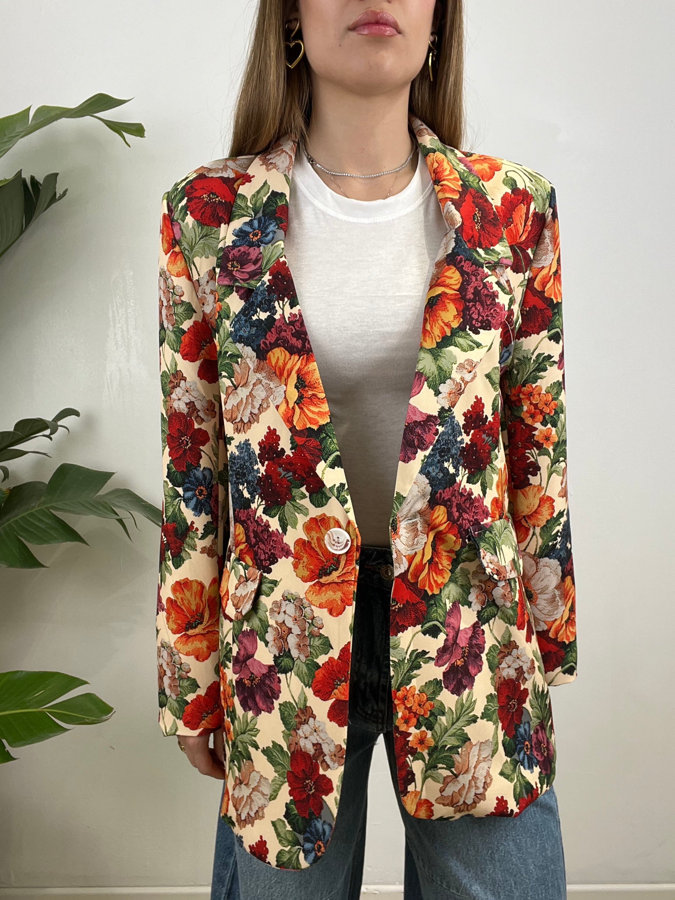 BLAZER FLOWERS CON IL BLU