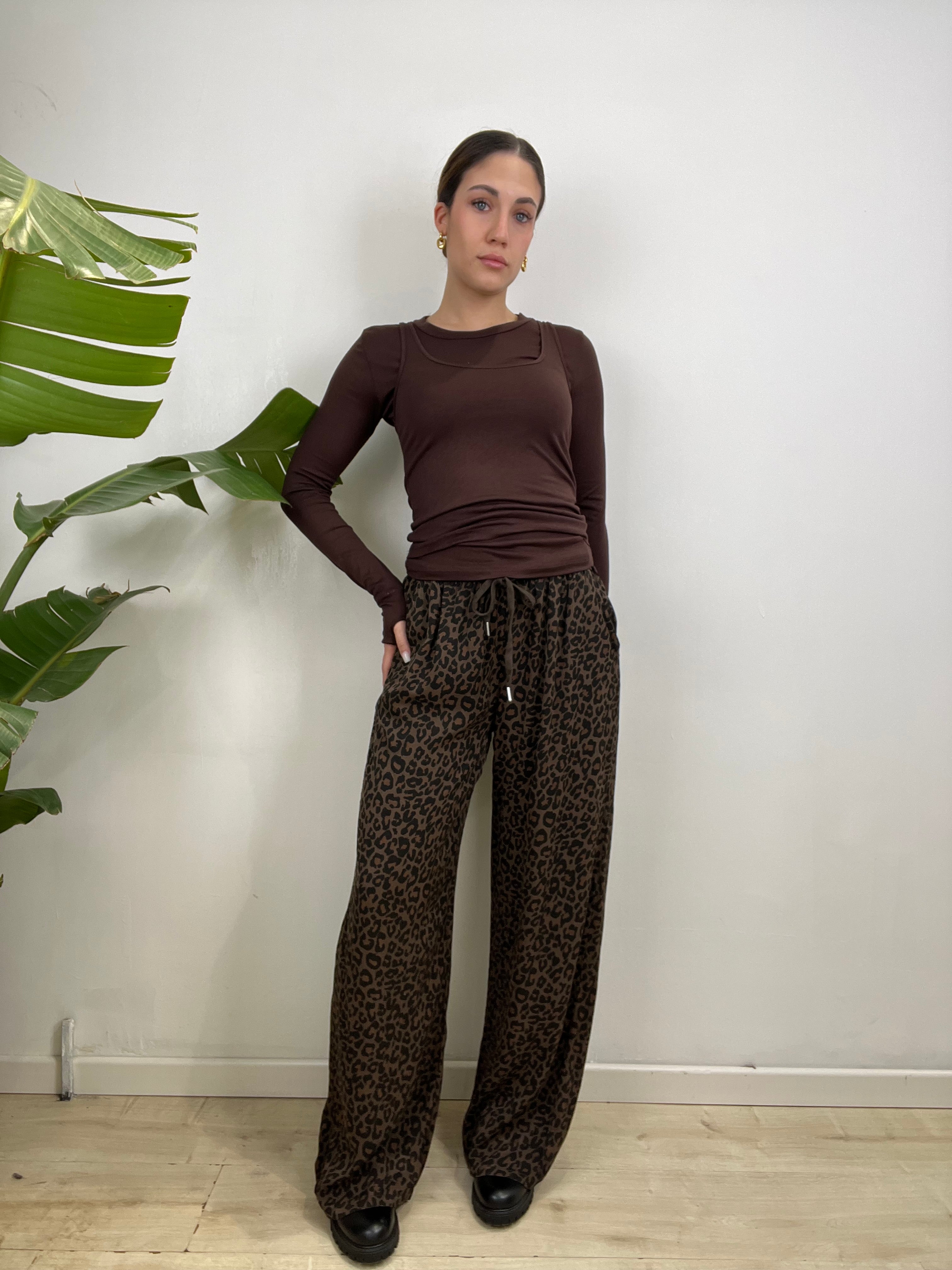 PANTALONE MACULATO MARRONE