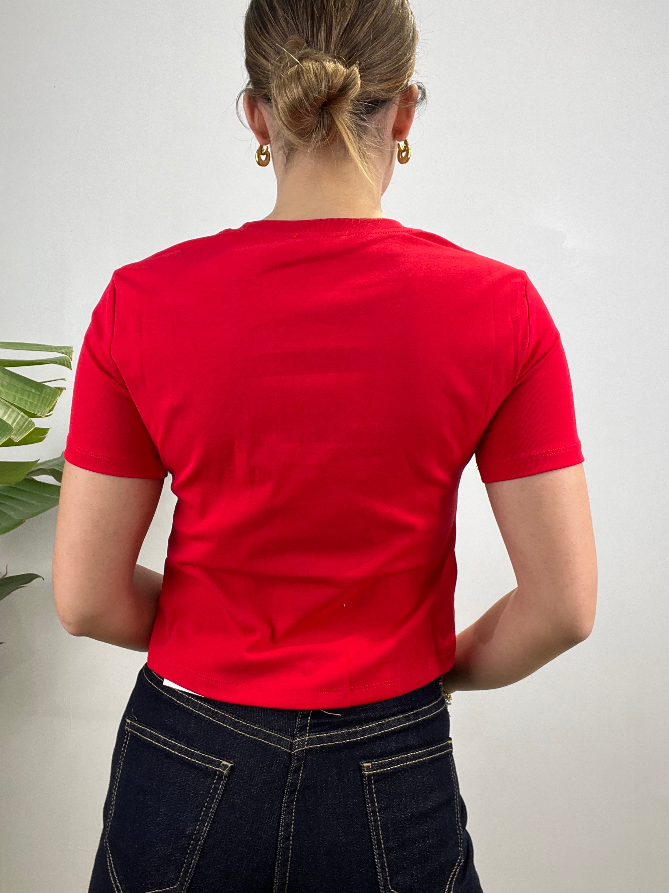 T-SHIRT BOTTONCINI MEZZA MANICA LUMINA ROSSA