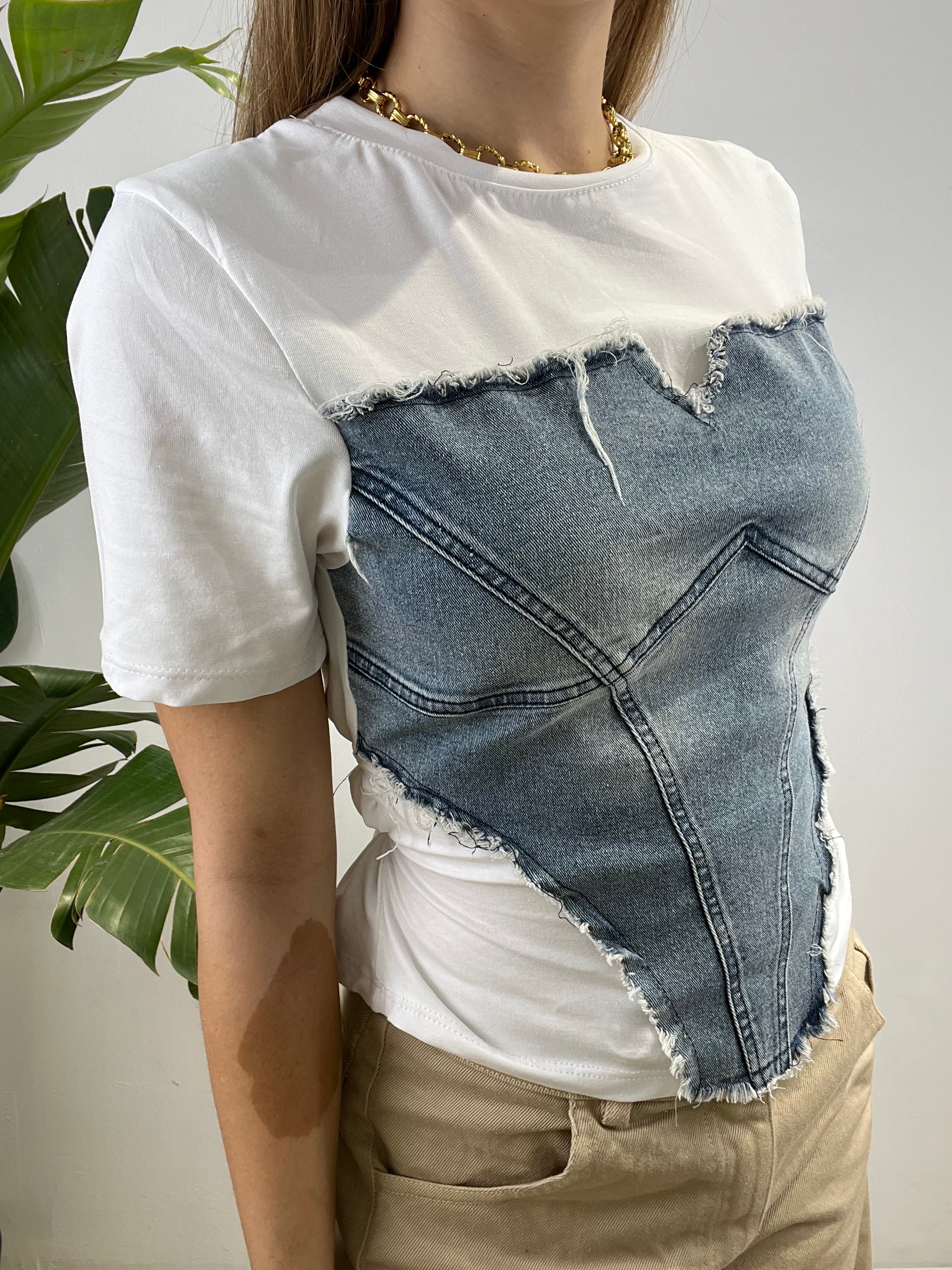 MAGLIA CON DENIM